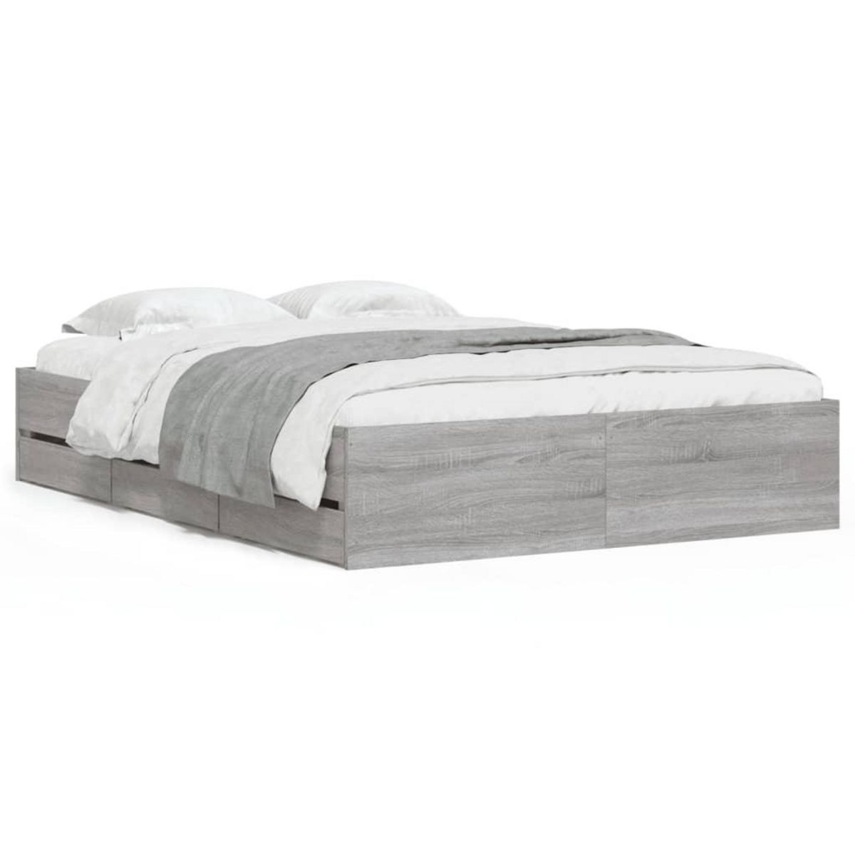 VIDAXL Cadre de lit avec tiroirs sans matelas sonoma gris 120x190 cm