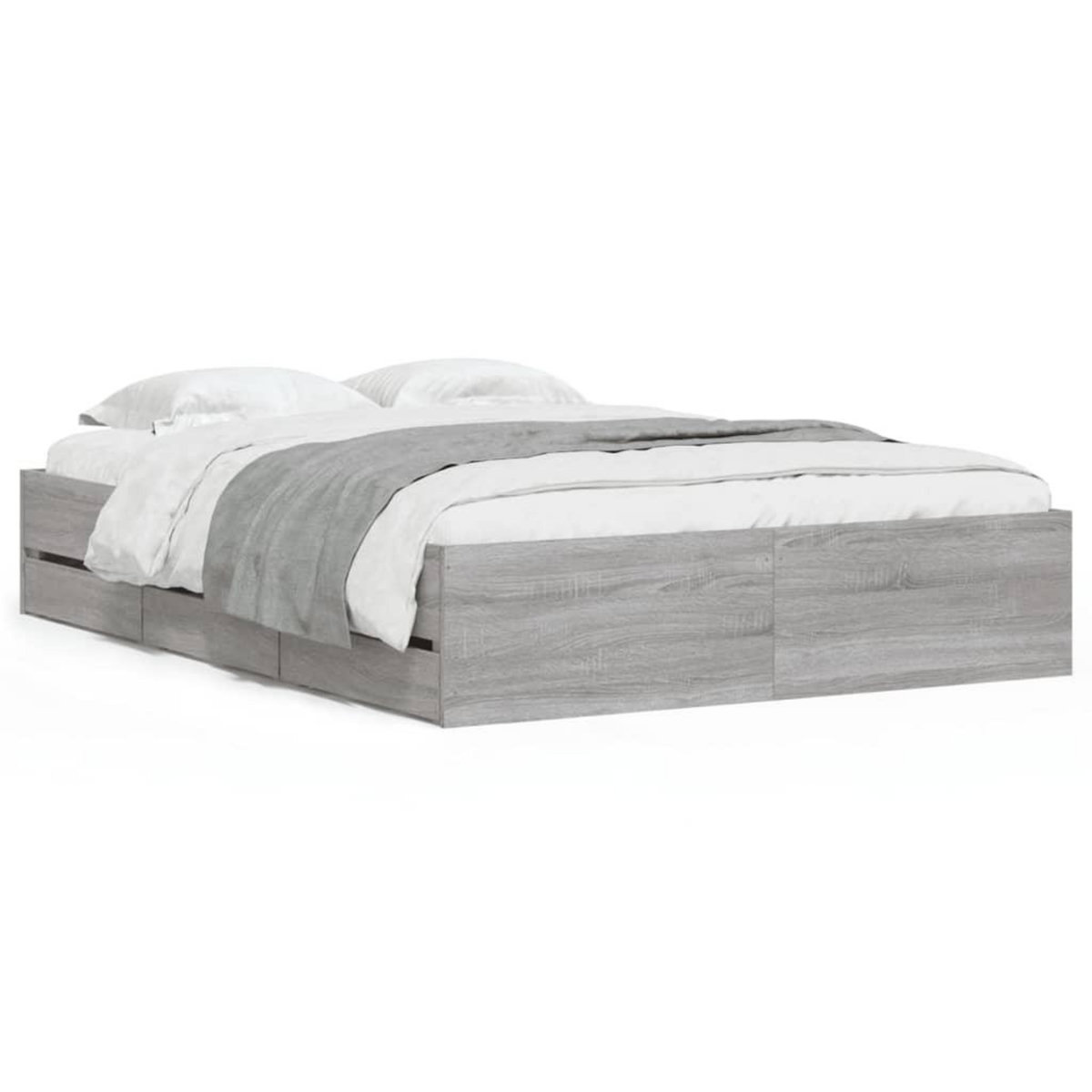 VIDAXL Cadre de lit avec tiroirs sans matelas sonoma gris 120x190 cm