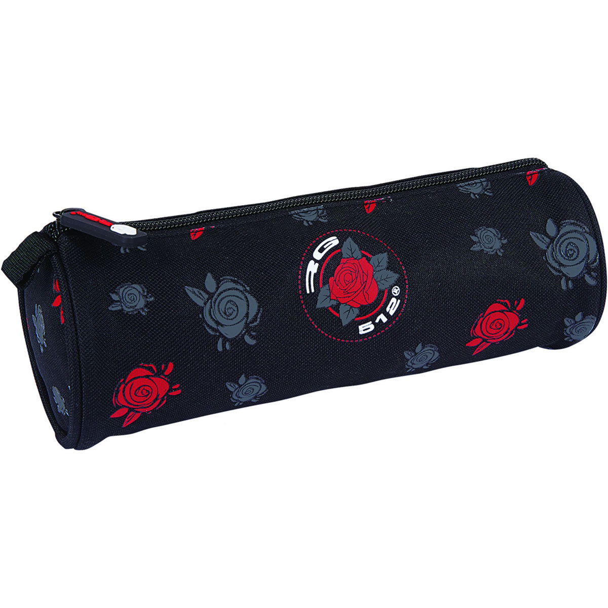 RG512 Trousse ronde noire motifs roses