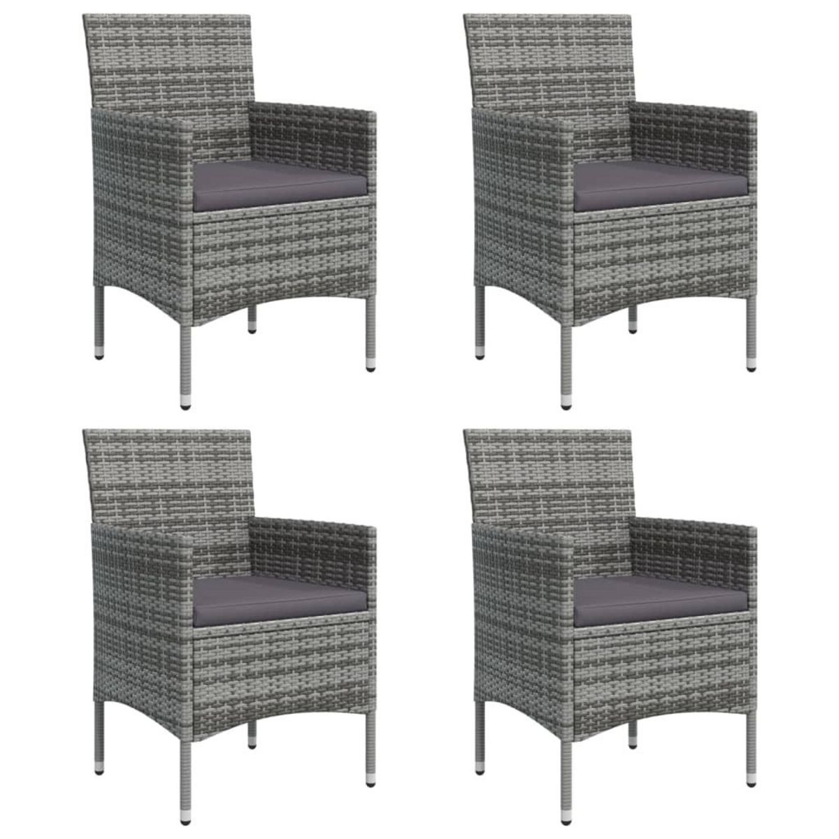 VIDAXL Ensemble a manger de jardin et coussins 5pcs Gris/noir