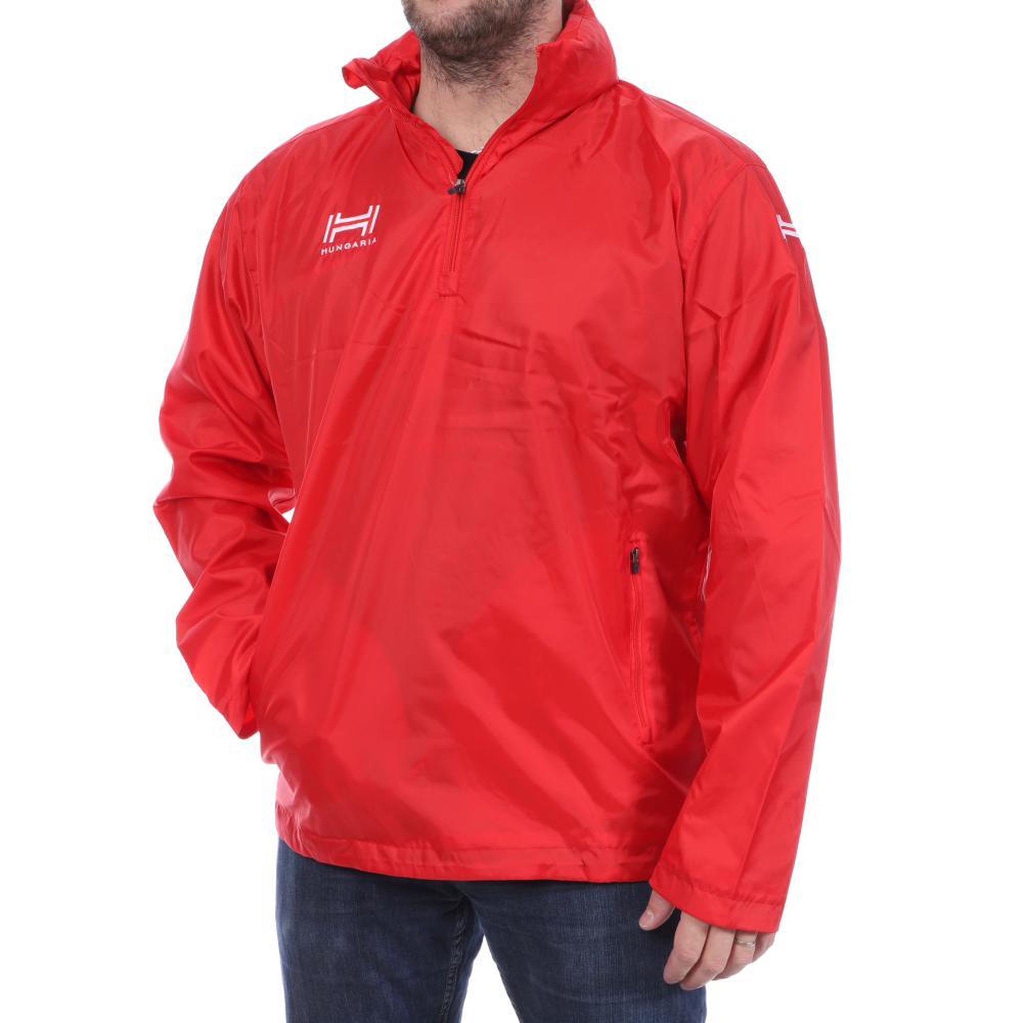 Voir la diapositive 1 : HUNGARIA Coupe vent 1/4 zip rouge homme Hungaria Training Premium 15