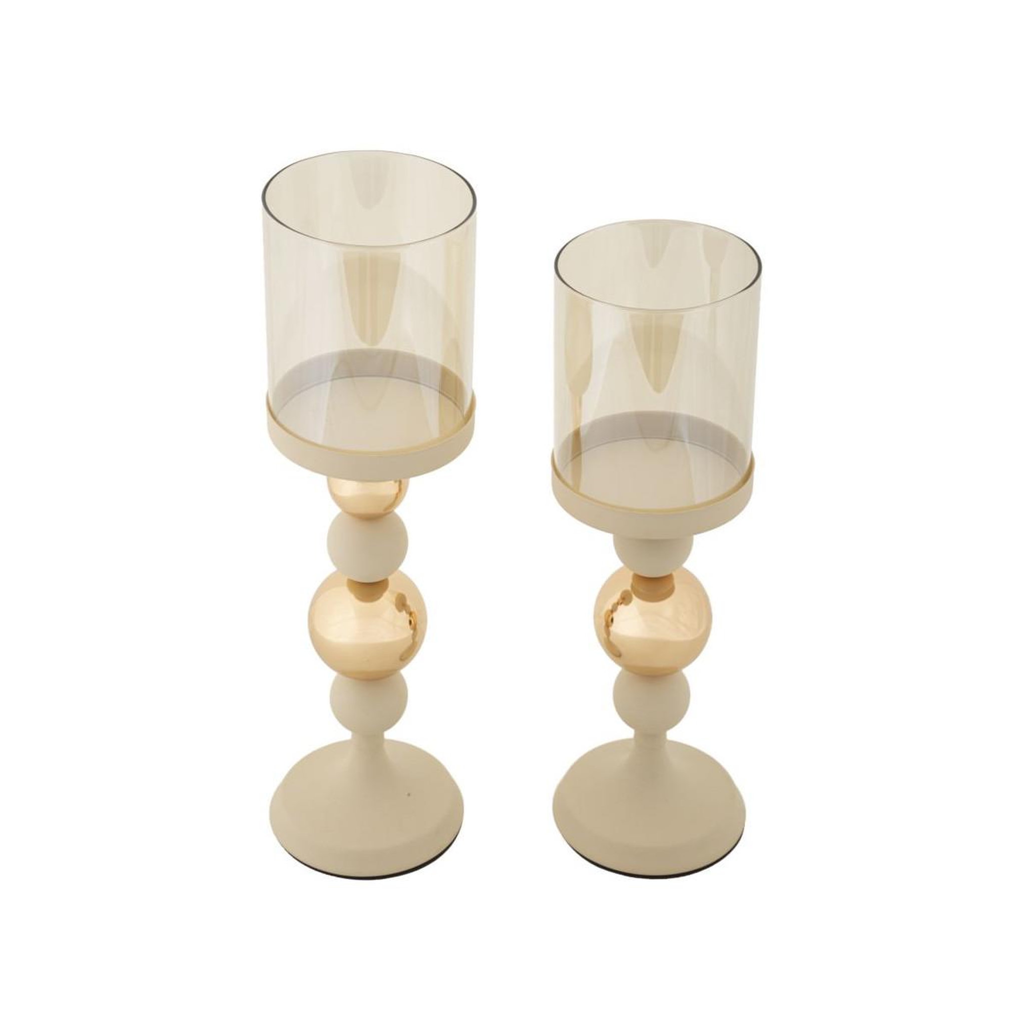 Voir la diapositive 2 : Paris Prix Lot de 2 Bougeoirs Design  Strek  36cm Crème & Or
