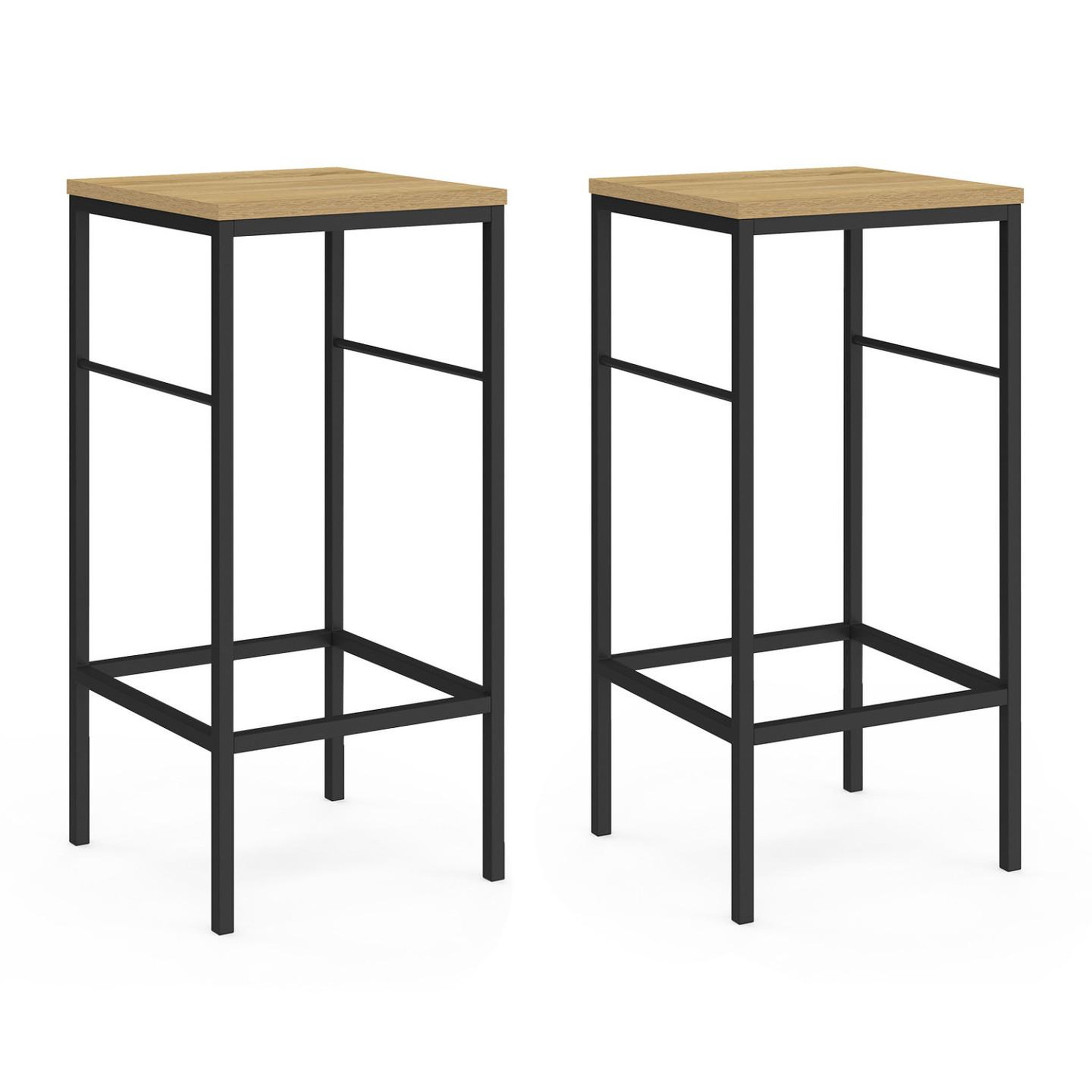 ID MARKET Lot de 2 tabourets de bar detroit design industriel