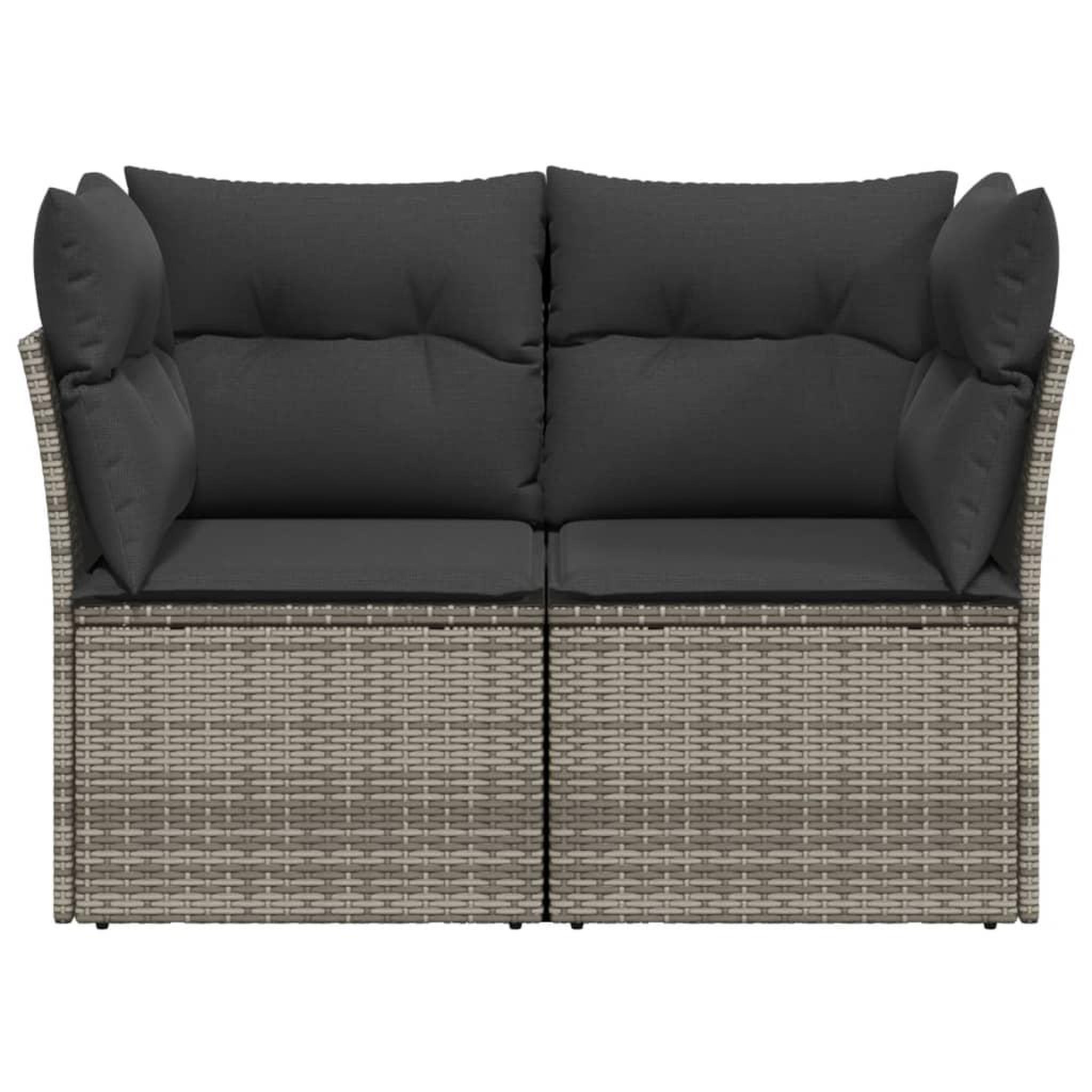 Voir la diapositive 4 : VIDAXL Canape de jardin 2 places avec coussins gris resine tressee