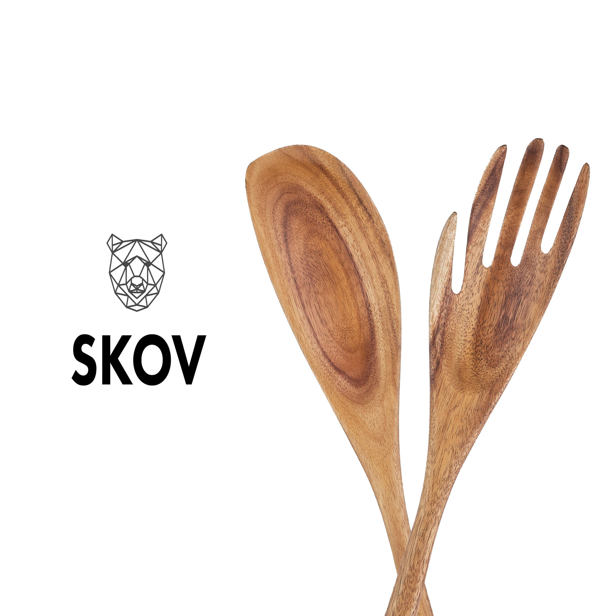 Voir la diapositive 3 : BJORN Couverts à salade en bois d'acacia SKOV