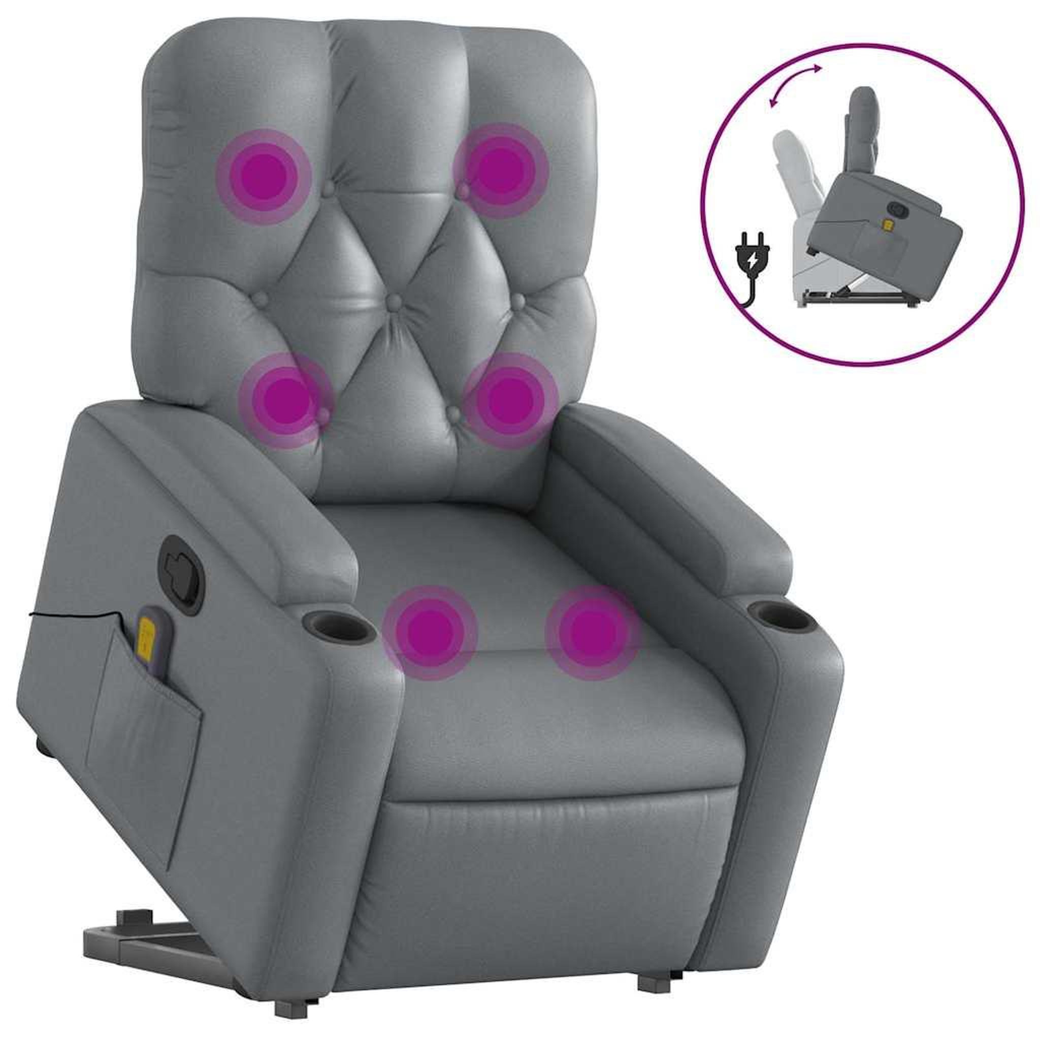 Voir la diapositive 2 : VIDAXL Fauteuil inclinable de massage Gris Similicuir