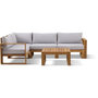 Voir la diapositive 3 : BOCARNEA Salon de jardin d'angle modulable - Bois d'acacia - 5 personnes - LEVATA - Gris