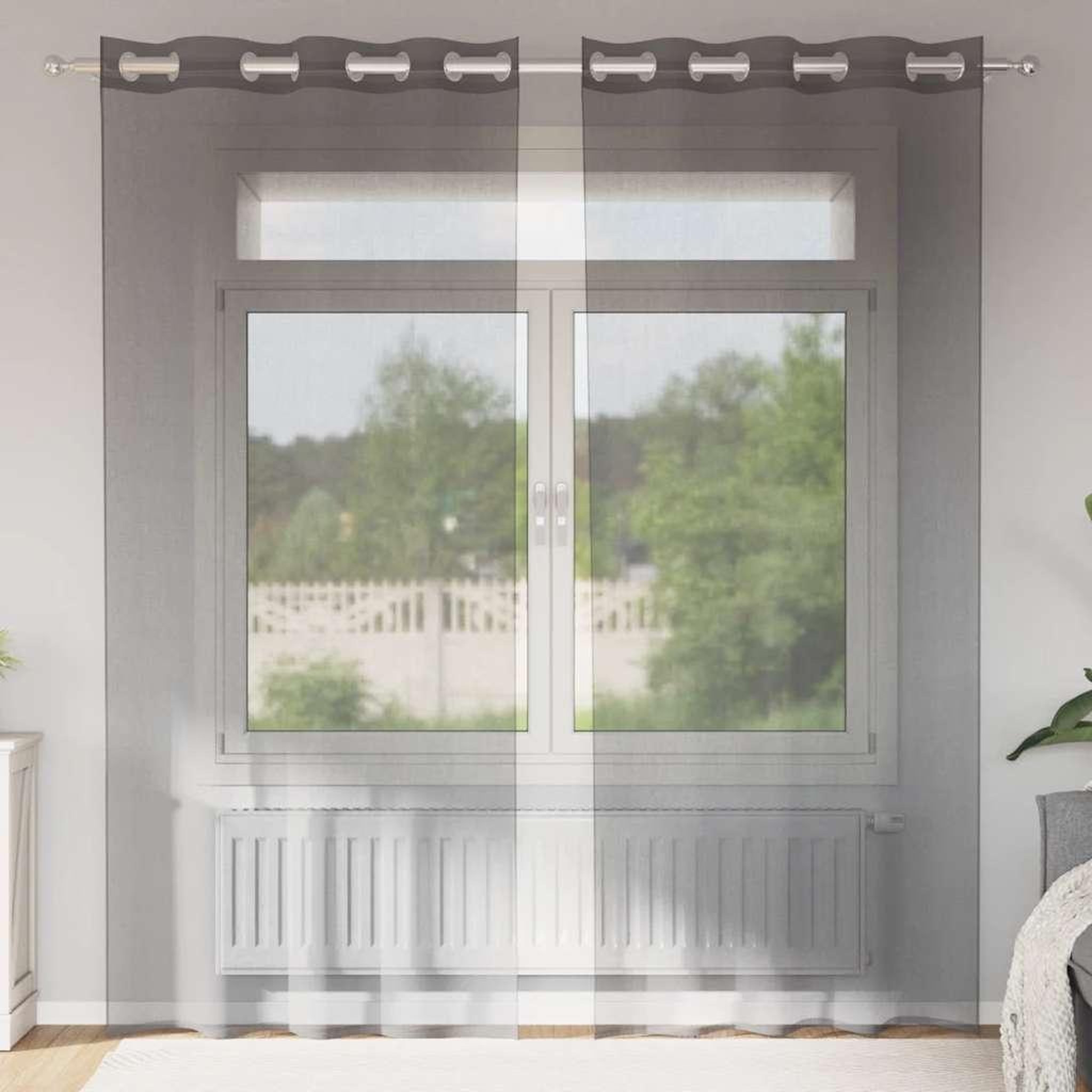 VIDAXL Rideaux en voile avec œillets 2 pcs gris fonce 140x225 cm