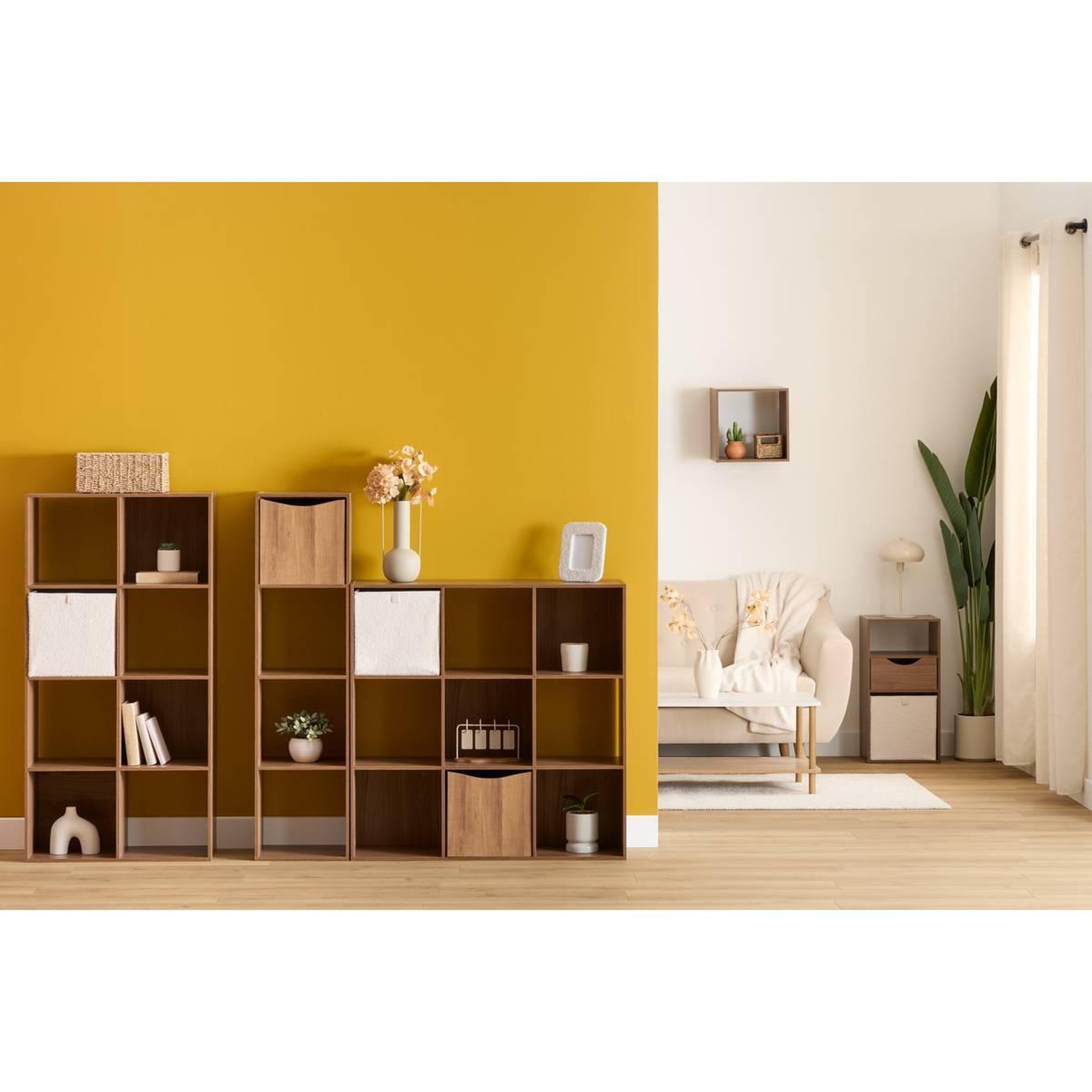 Voir la diapositive 6 : Paris Prix Étagère 4 Cases  Mix n'Modul  67cm Noyer