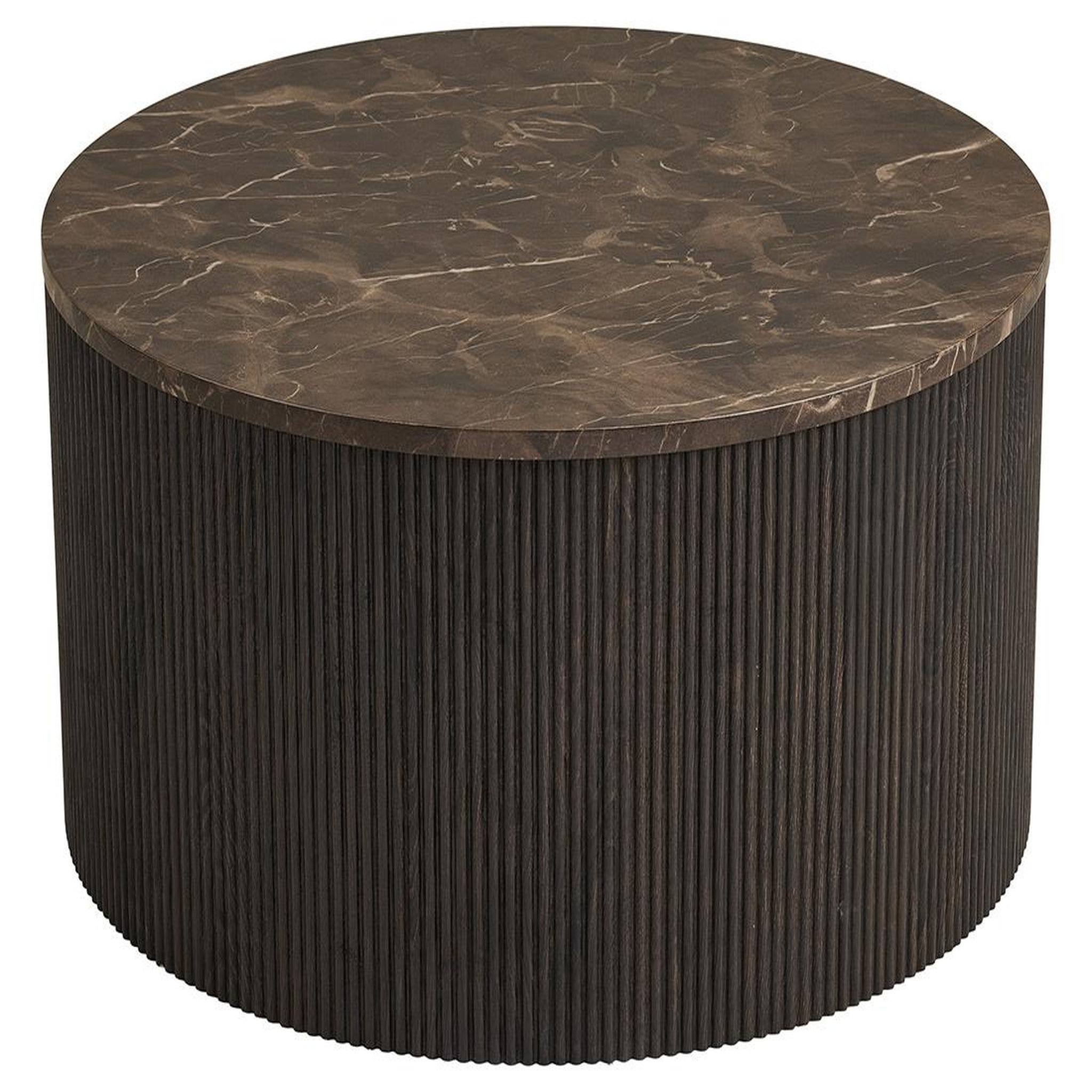 Voir la diapositive 2 : BEST MOBILIER Finn - table basse plateau effet marbre et pieds en tasseaux de bois en fsc  100% - 80 cm