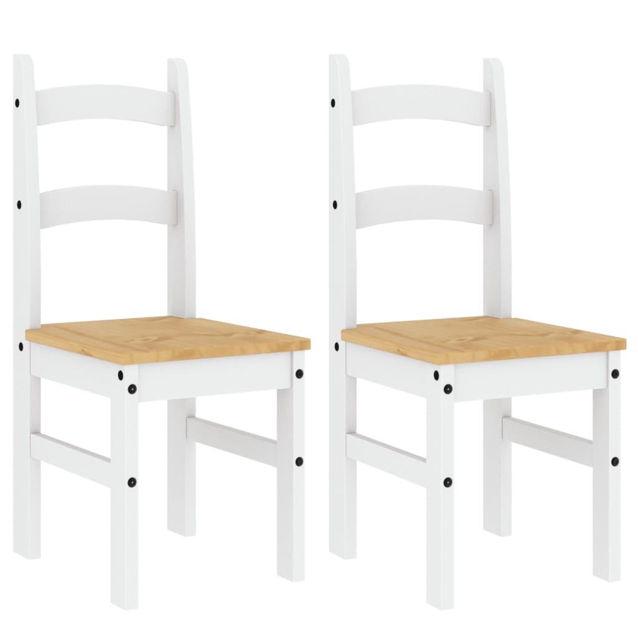 Voir la diapositive 2 : VIDAXL Chaises a manger lot de 2 blanc 40x46x99 cm bois massif de pin