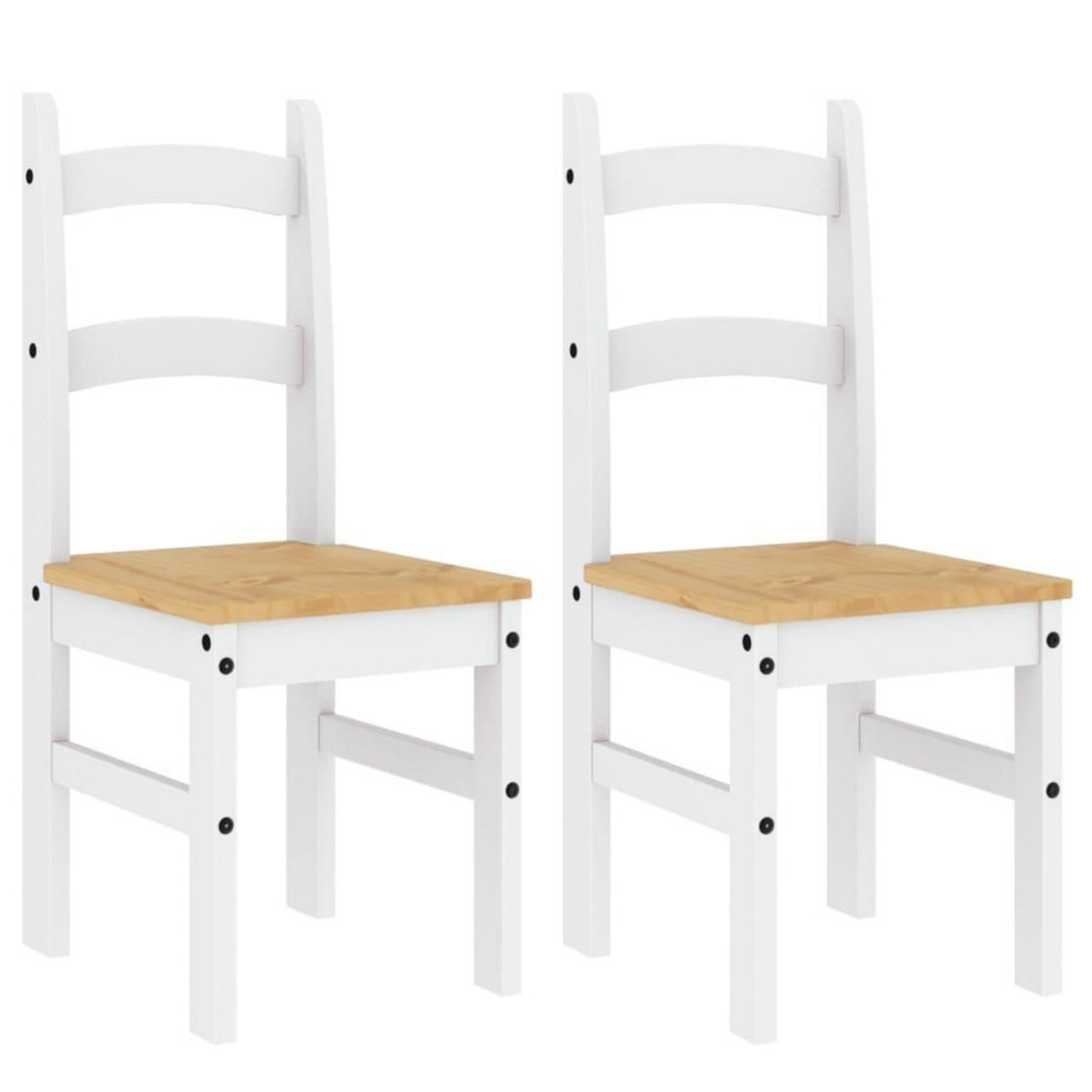 VIDAXL Chaises a manger lot de 2 blanc 40x46x99 cm bois massif de pin