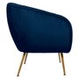  Fauteuil Design en Velours  Solaro  78cm Bleu