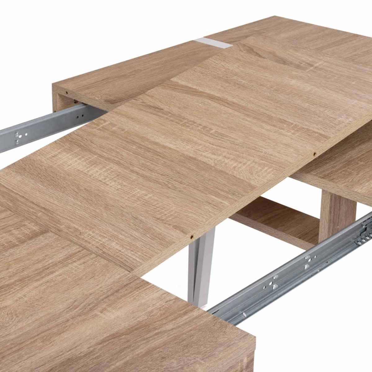 ID MARKET Table à manger extensible rectangle AUSTRIA 6-10 personnes bois pied épingle blanc 160-200 cm