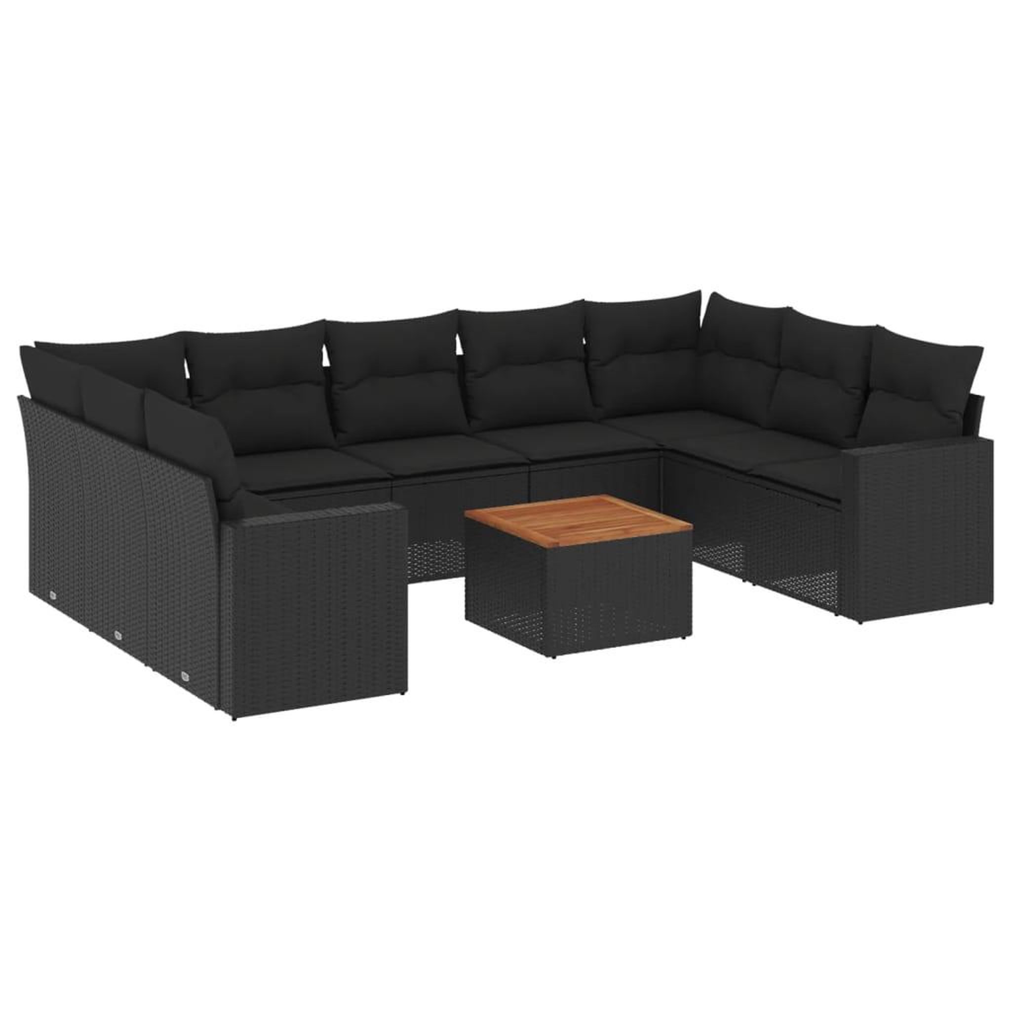 Voir la diapositive 2 : VIDAXL Salon de jardin 10 pcs avec coussins noir resine tressee