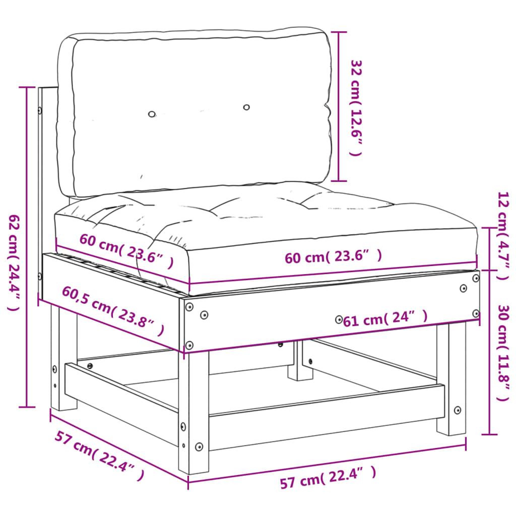 Voir la diapositive 6 : VIDAXL Canape central avec coussins blanc bois de pin massif