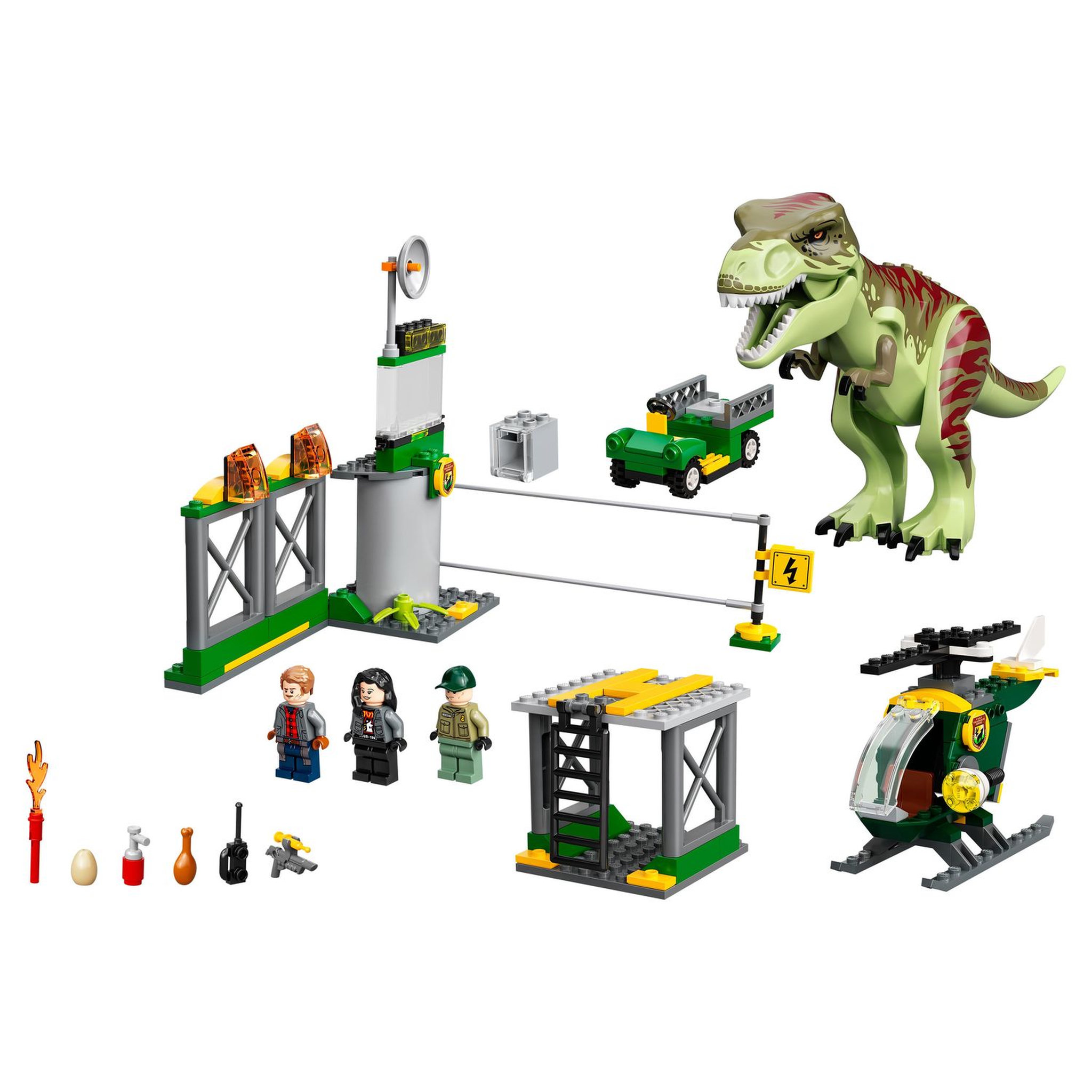 Voir la diapositive 3 : LEGO Jurassic World 76944 L'Évasion du T. Rex, Figurines et Jouet de Dinosaures, Avec Voiture, Hélicoptère et Aéroport, Pour Enfants de 4 Ans et Plus