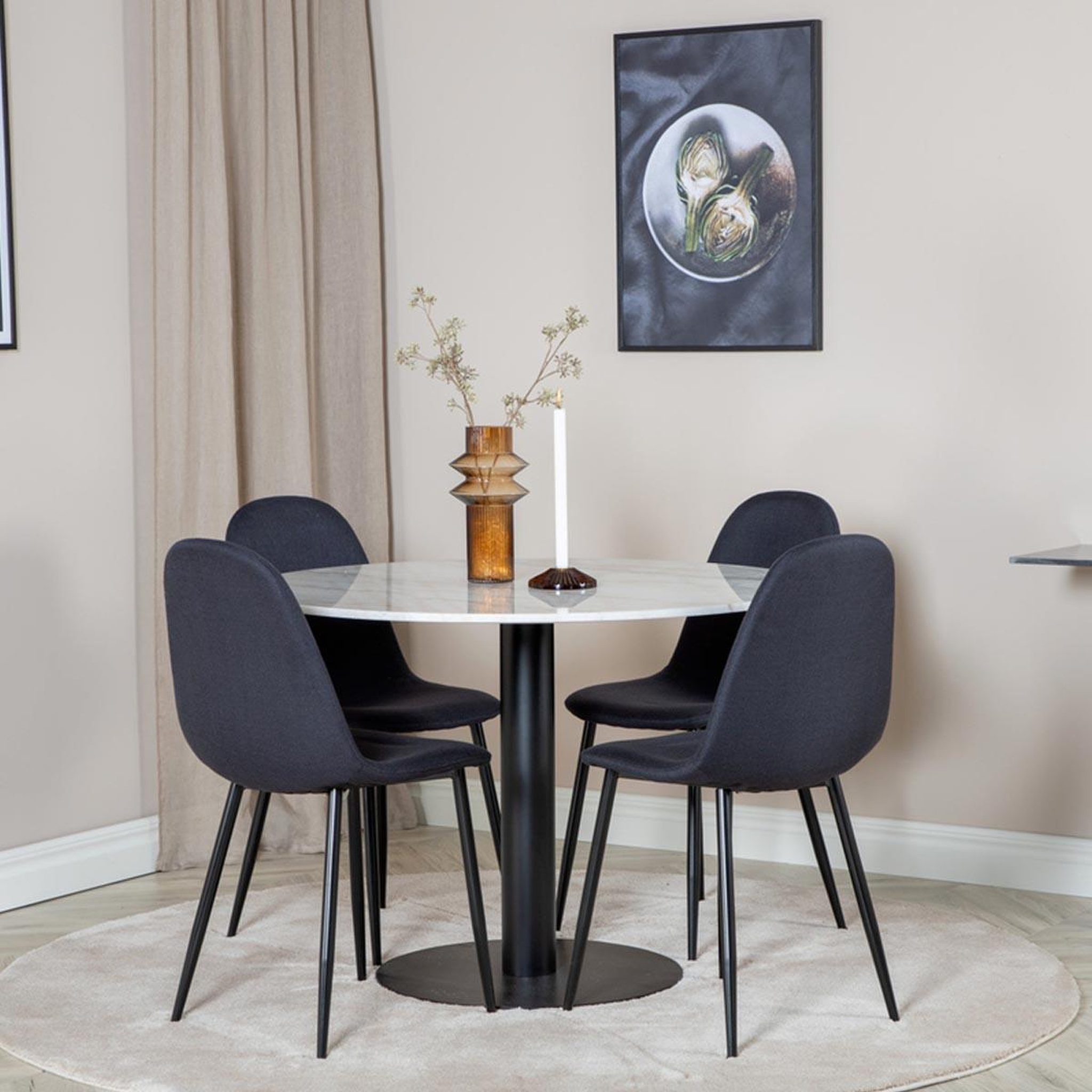Voir la diapositive 4 : Paris Prix Ensemble table à manger & 4 chaises  estelle i & polar  106cm blanc & noir