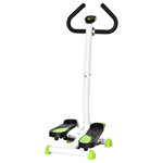 HOMCOM Stepper Fitness avec guidon ergonomique - écran LCD multifonction - résistance réglable - acier blanc vert noir
