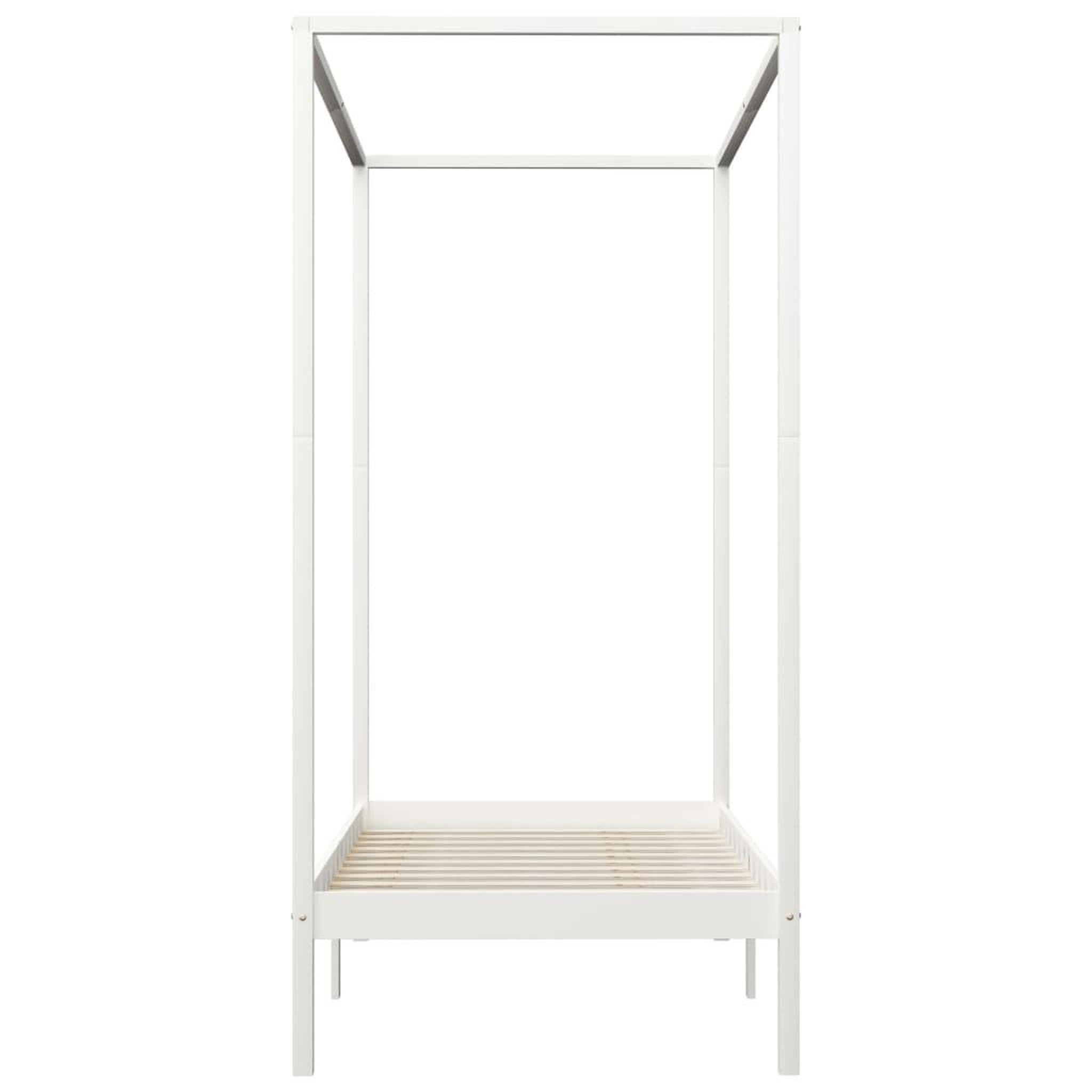 Voir la diapositive 4 : VIDAXL Cadre de lit a baldaquin Blanc Bois de pin massif 100x200 cm