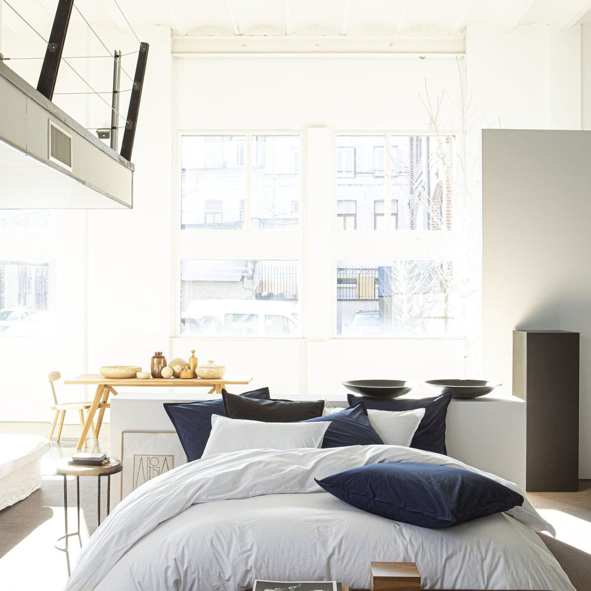 BATON ROUGE Housse de couette 100% percale de coton lavé 80fils/cm2 blanc