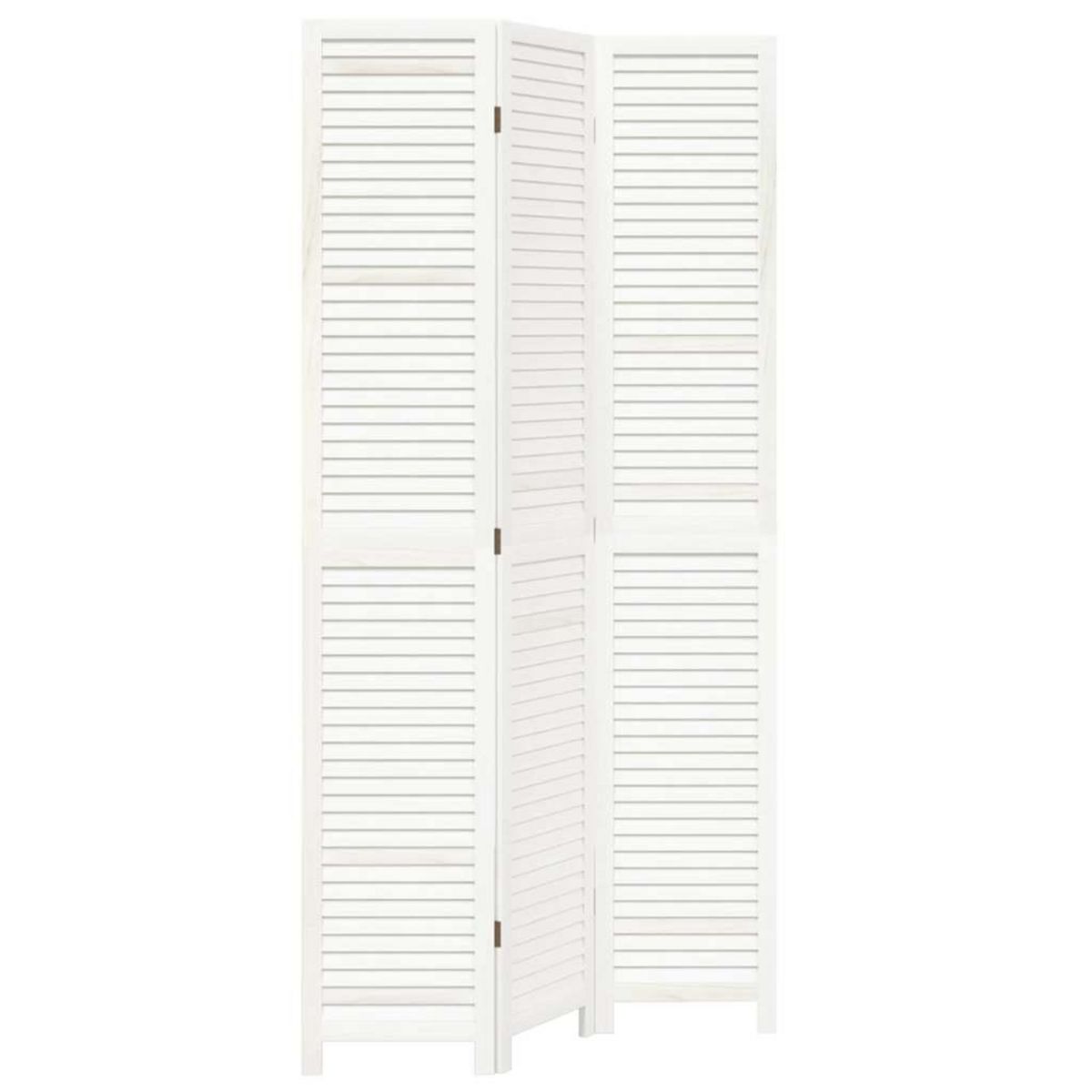 VIDAXL Cloison de separation 3 panneaux blanc bois de paulownia massif