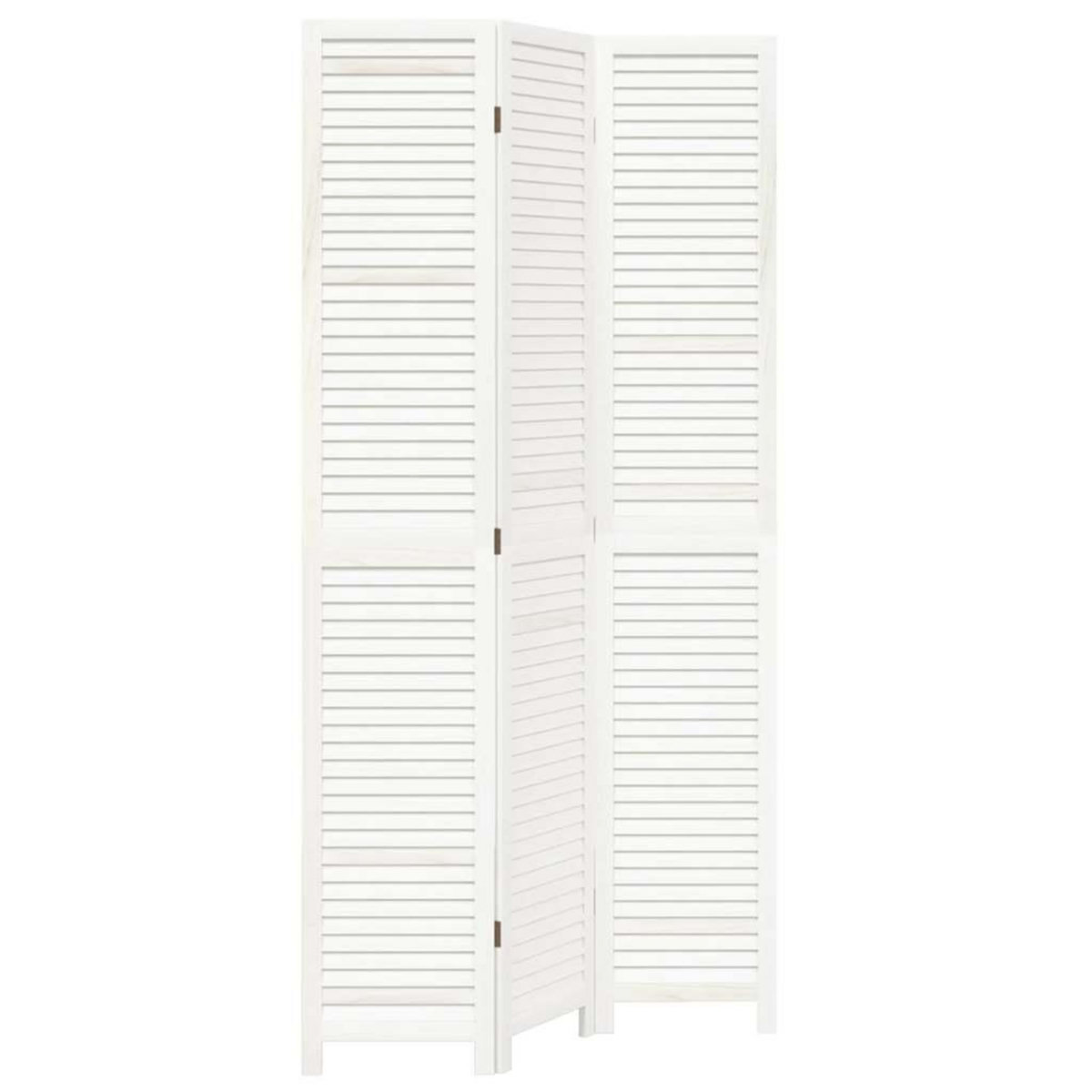 VIDAXL Cloison de separation 3 panneaux blanc bois de paulownia massif
