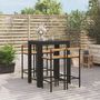 Voir la diapositive 1 : VIDAXL Ensemble de bar jardin 5 pcs noir poly rotin/bois massif acacia