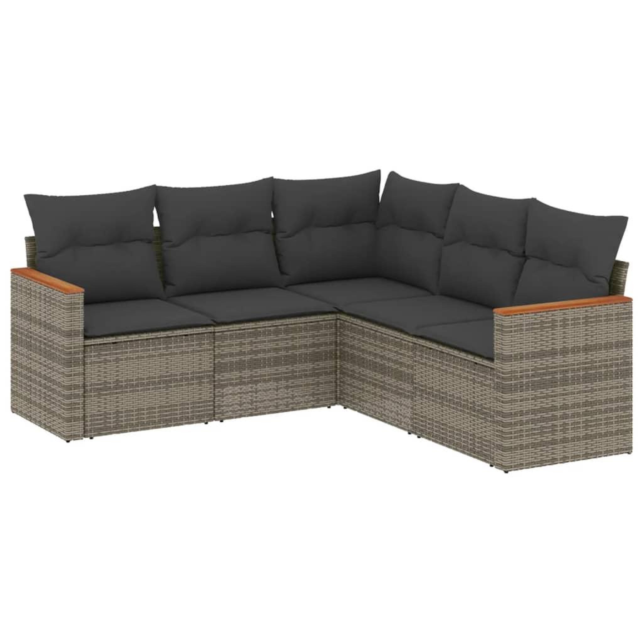 Voir la diapositive 2 : VIDAXL Salon de jardin 5 pcs avec coussins gris resine tressee