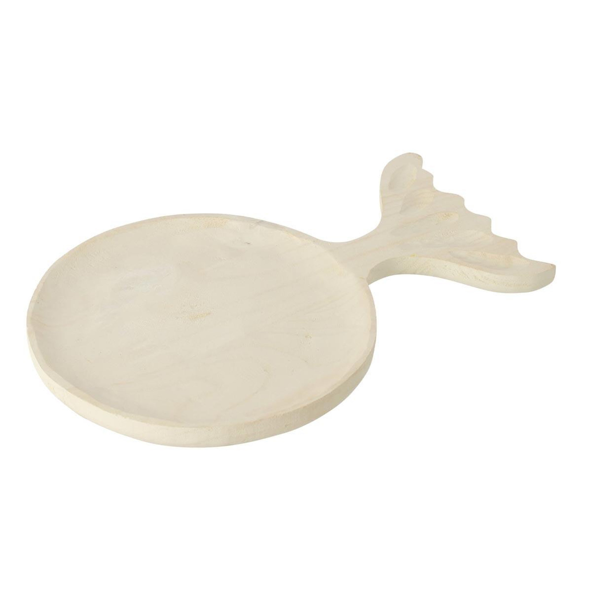 J-LINE Plateau déco poisson en bois  dona  45cm blanc