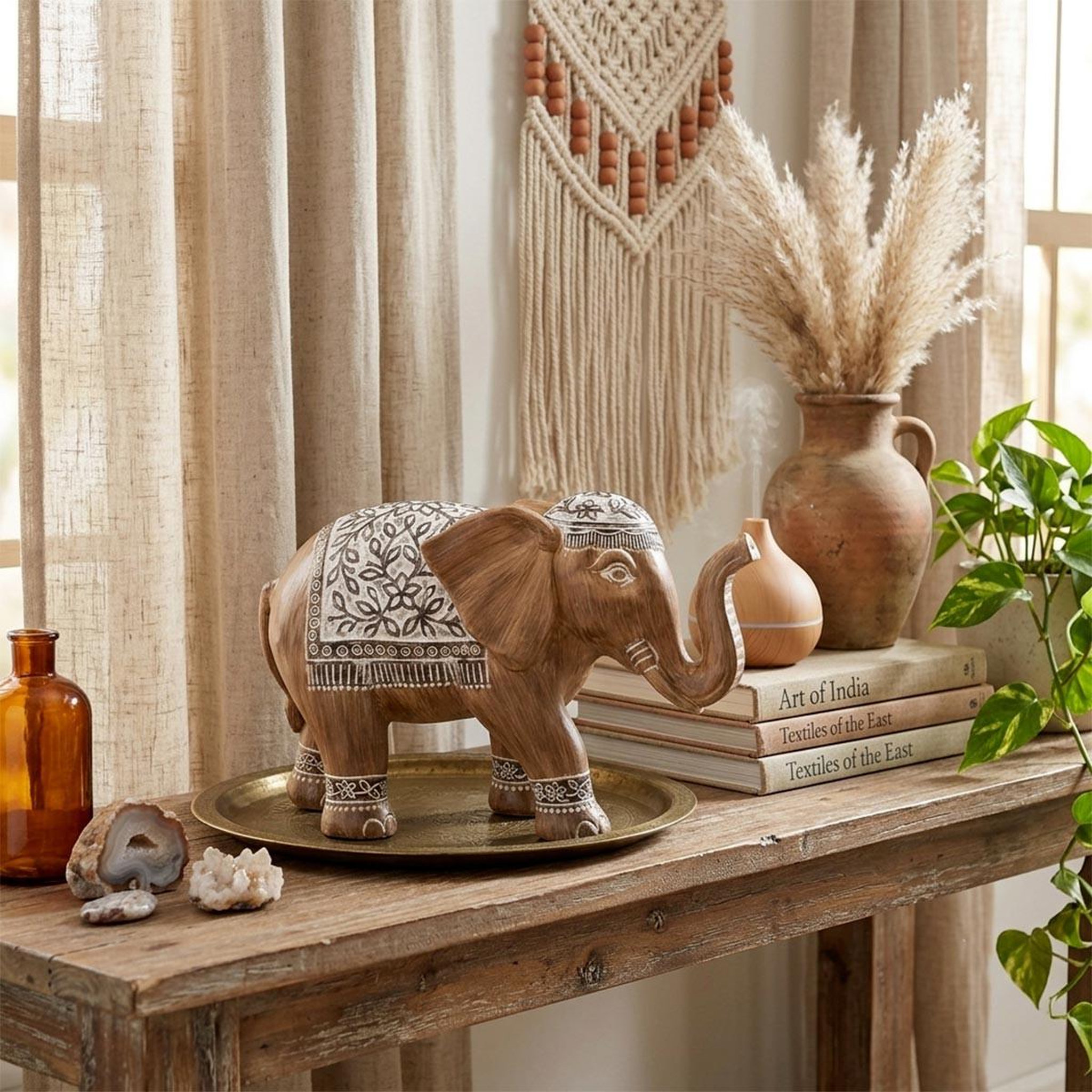 Voir la diapositive 2 : ATMOSPHERA Statue déco en résine  eléphant  11cm naturel