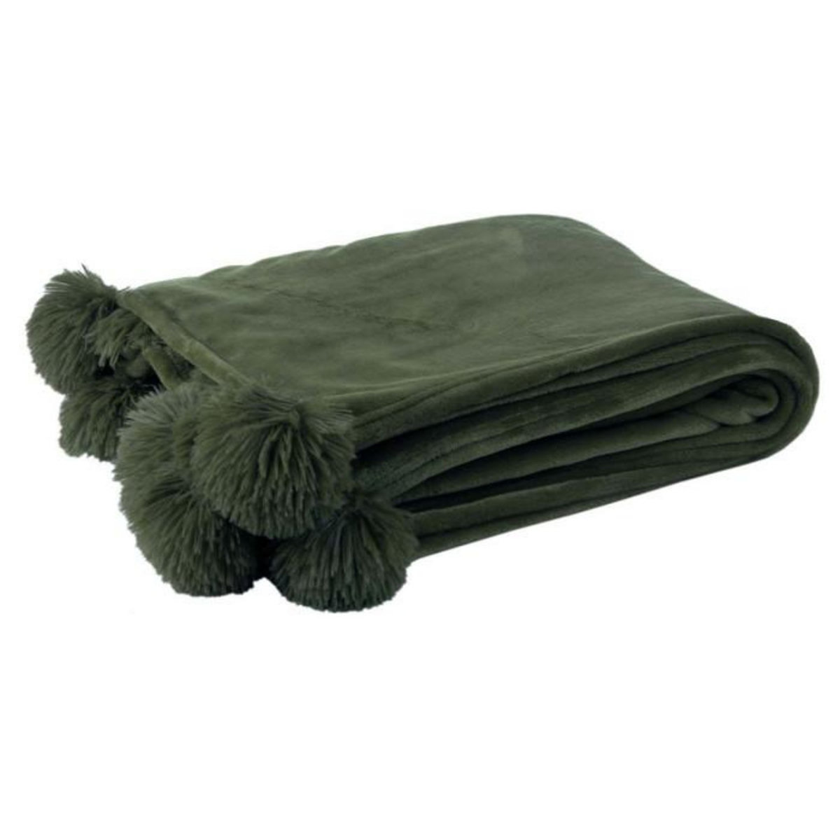Paris Prix Plaid à Pompons  Blanket  130x170cm Vert Foncé