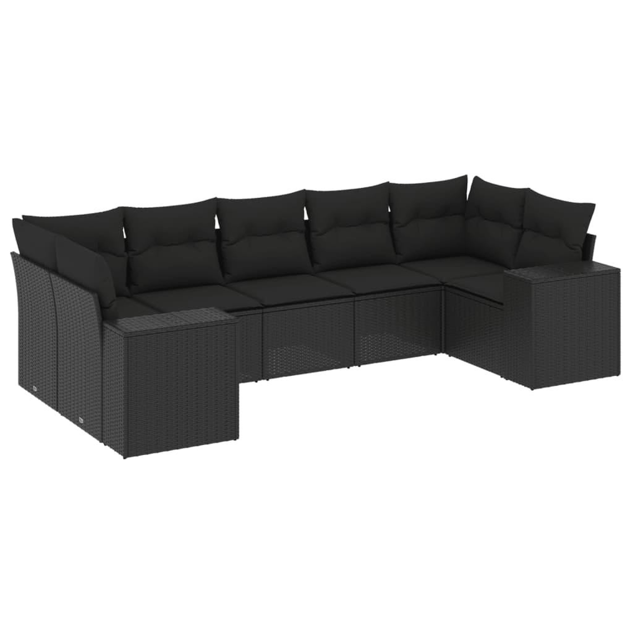 Voir la diapositive 2 : VIDAXL Salon de jardin 7 pcs avec coussins noir resine tressee