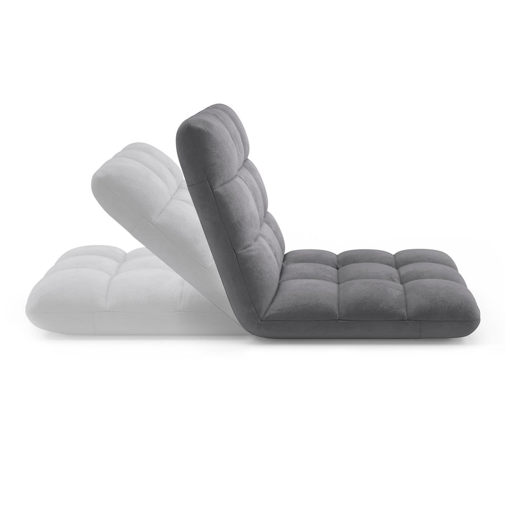 Voir la diapositive 5 : ID MARKET Chaise de sol pliante garance 5 positions en velours gris anthracite