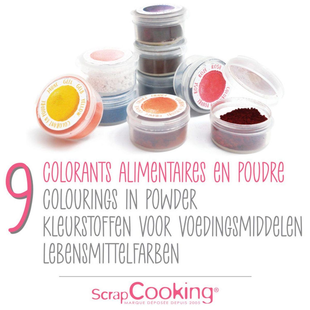 SCRAPCOOKING 9 mini colorants alimentaires en poudre