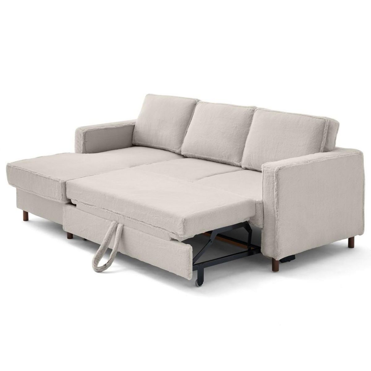 LISA DESIGN Jake - canapé d'angle gauche 4 places convertible avec coffre en fausse fourrure