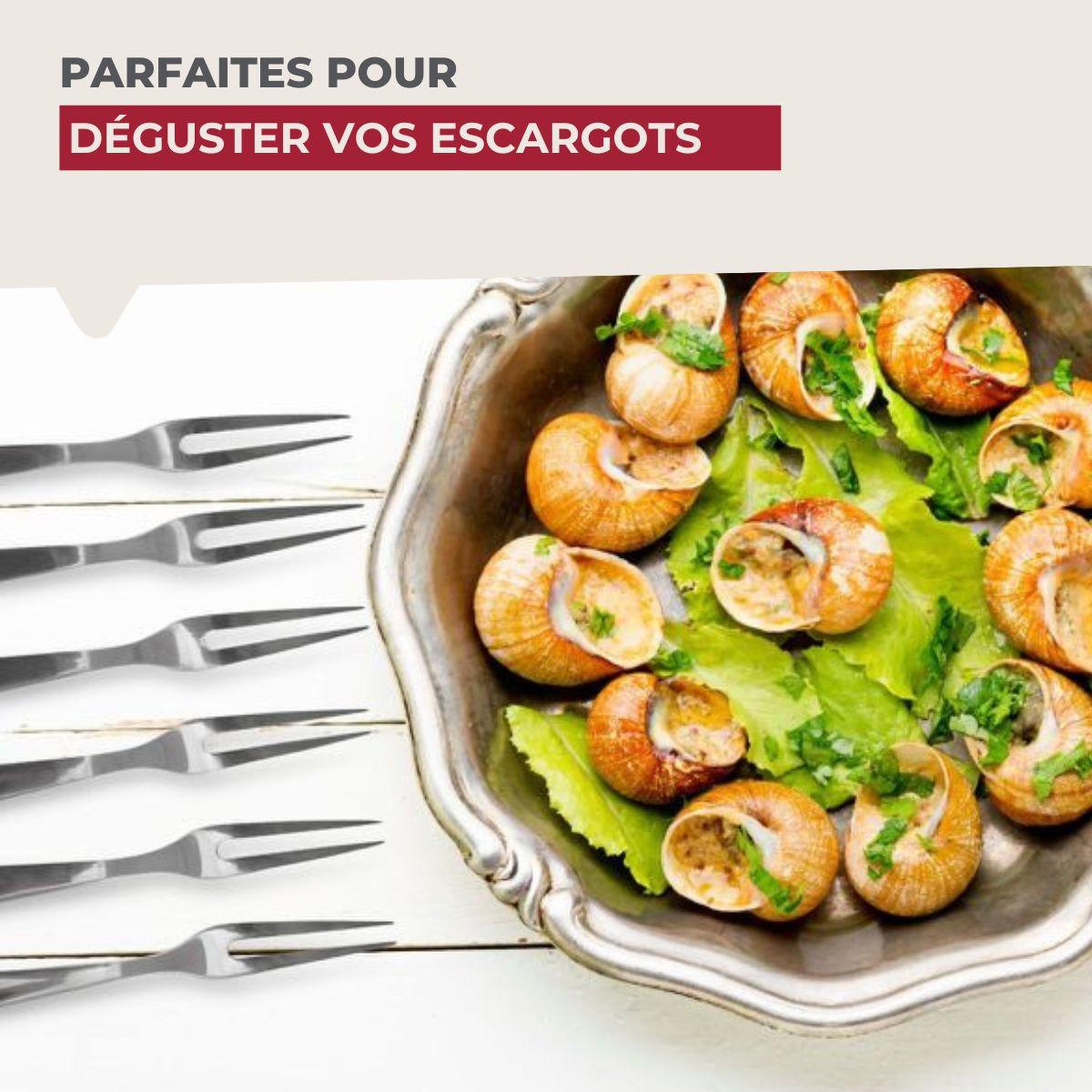 Voir la diapositive 4 : Fackelmann Lot de 6 fourchettes à escargots 12,5 cm fackelmann