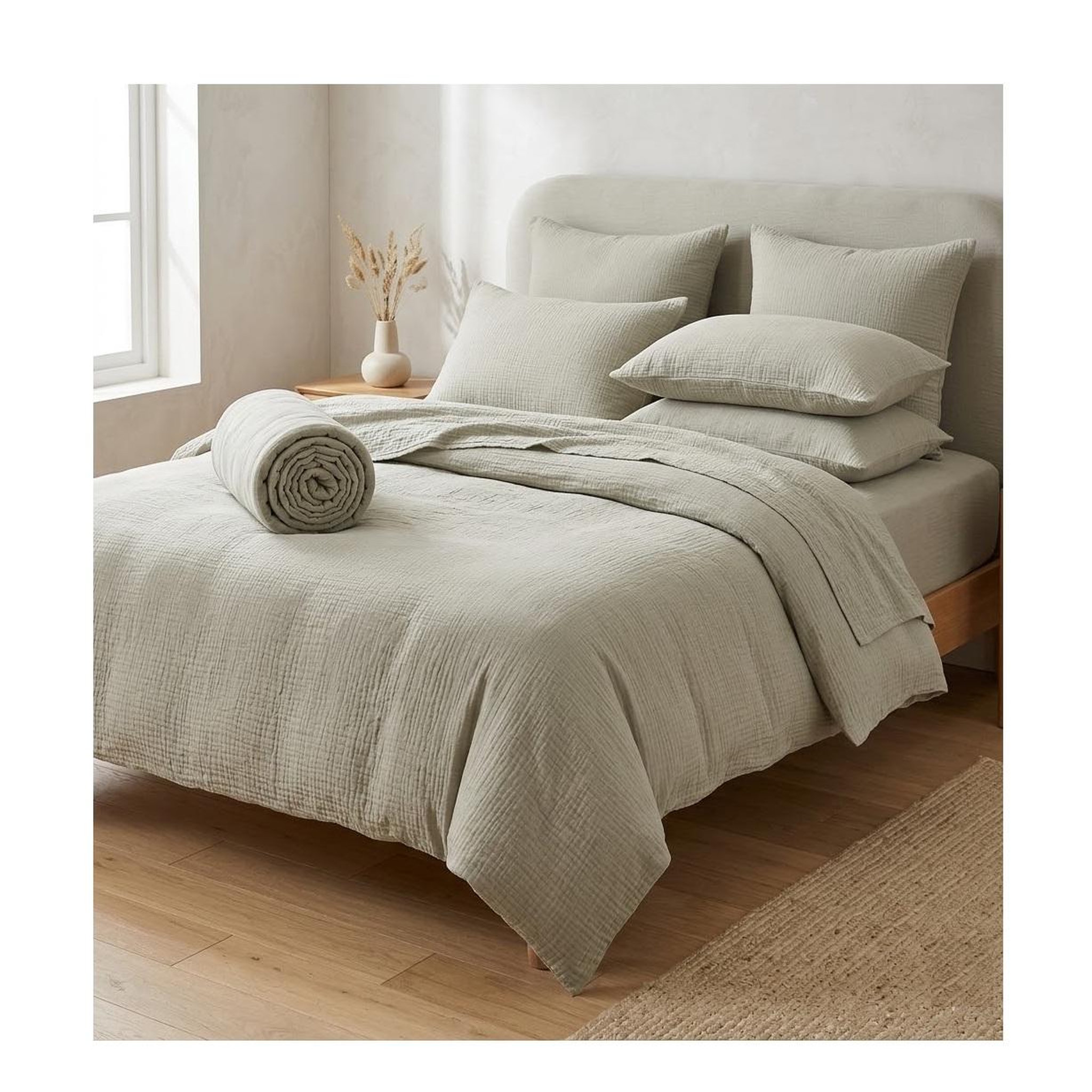 Voir la diapositive 2 : Eden Drap housse double gaze de coton gaïa