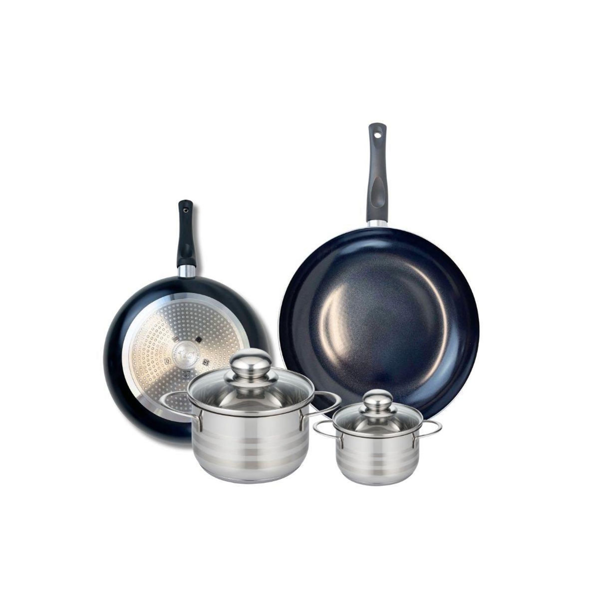 ELO Ensemble de 2 Poêles de cuisson 24 et 28 cm et 2 faitouts 12 et 16 cm Elo Prima Brillant