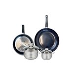 ELO Ensemble de 2 Poêles de cuisson 24 et 28 cm et 2 faitouts 12 et 16 cm Elo Prima Brillant