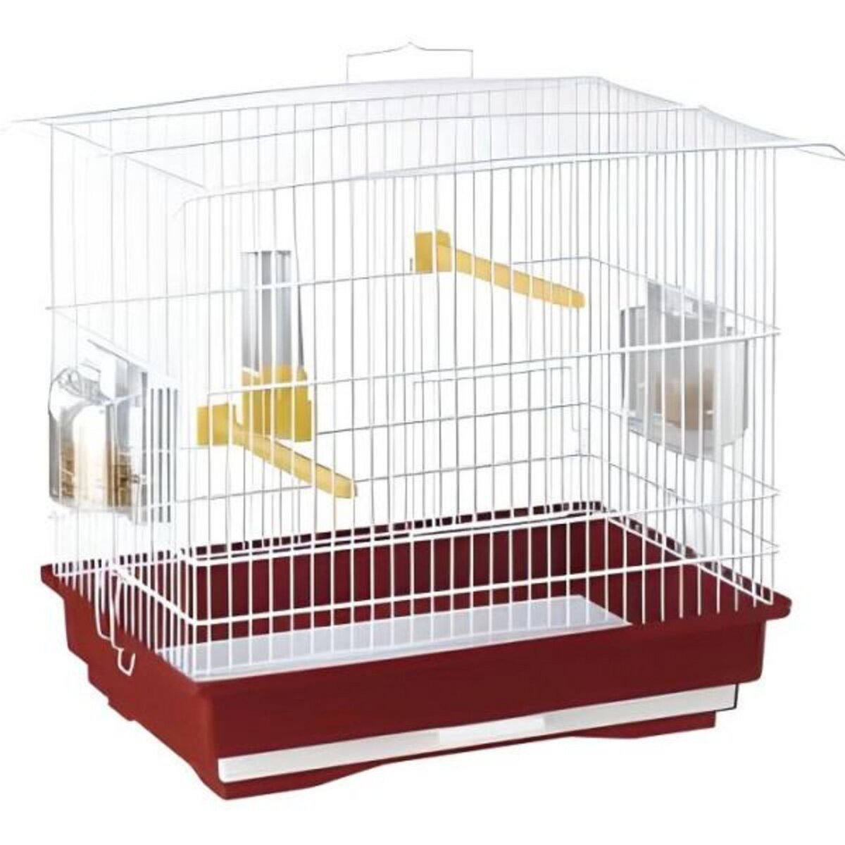 Petite cage oiseaux - 2 mangeoires, 2 perchoirs, 1 abreuvoir
