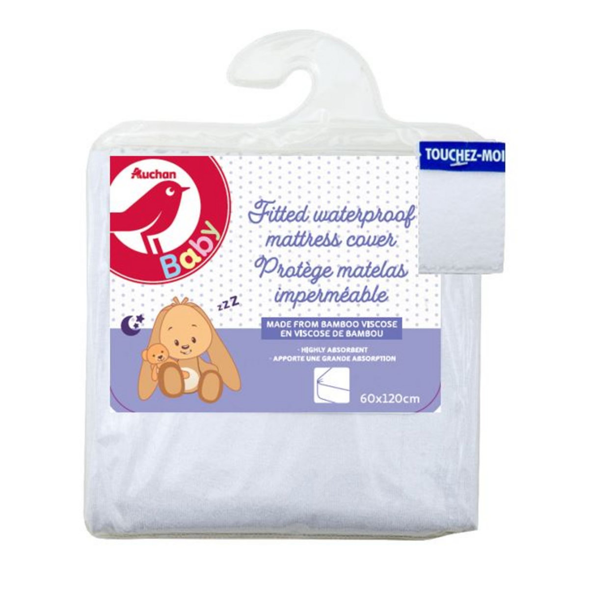 AUCHAN BABY Protège matelas bébé imperméable 60 x 120 cm viscose de bambou 