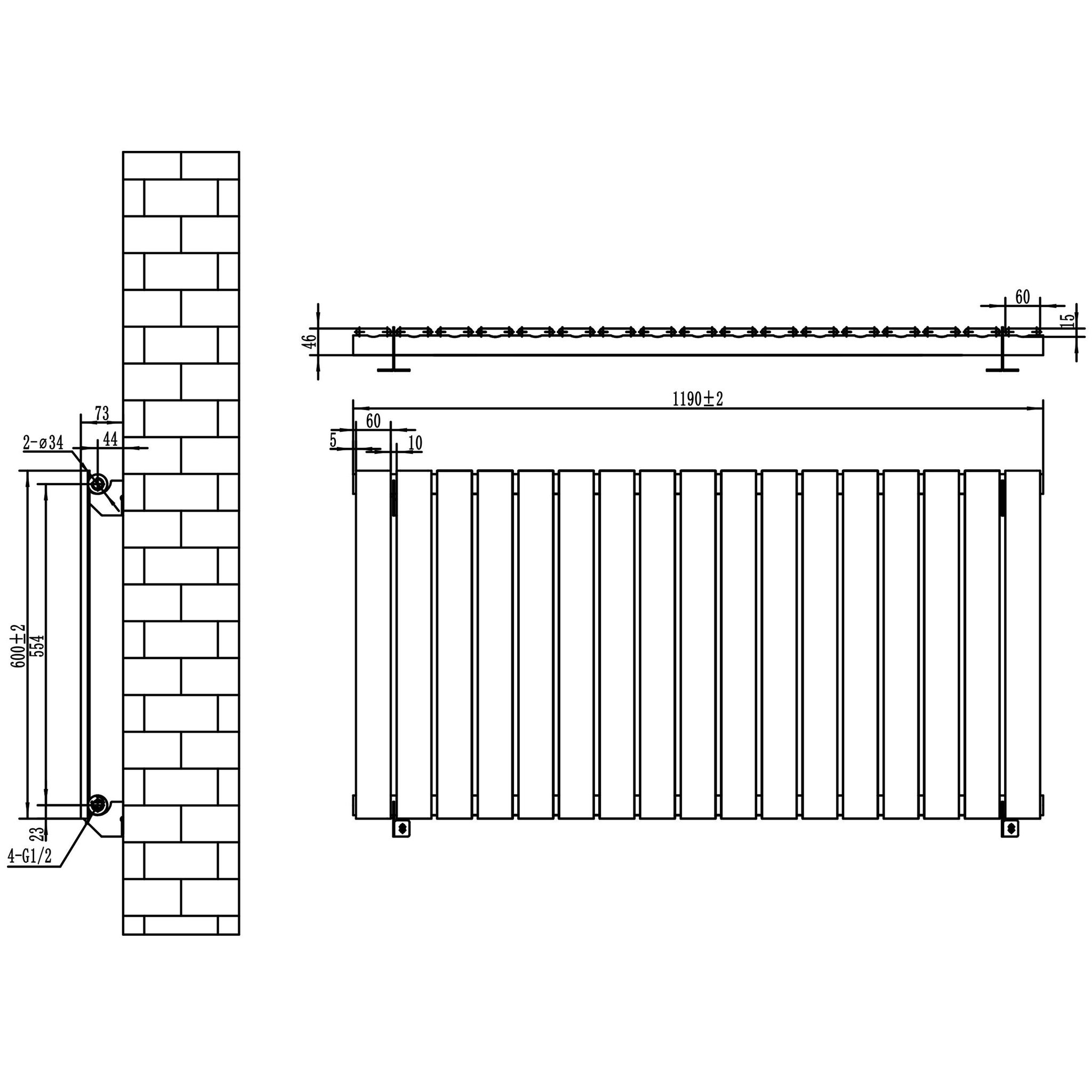 Voir la diapositive 5 : MONSTERSHOP Radiateur plat à 1 panneau - 600 x 1190 mm
