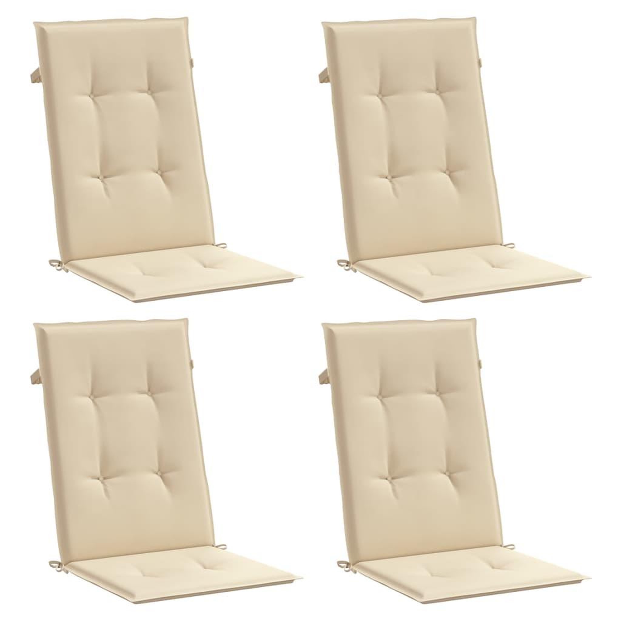 Voir la diapositive 3 : VIDAXL Coussins de chaise de jardin dossier haut lot de 4 beige tissu