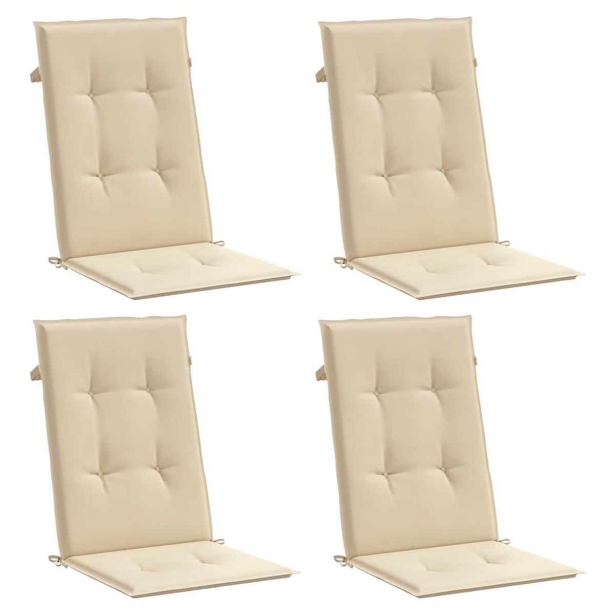VIDAXL Coussins de chaise de jardin dossier haut lot de 4 beige tissu