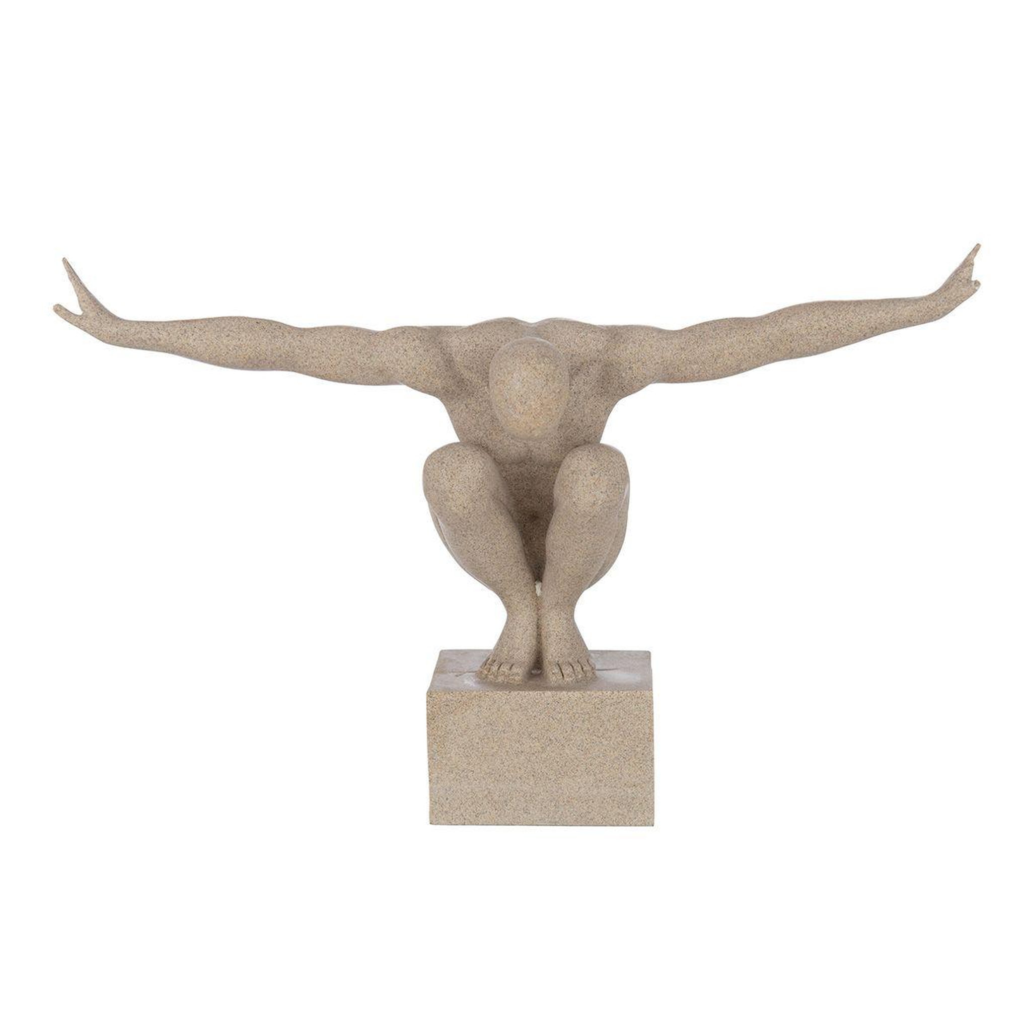 J-LINE Statuette déco sur socle  athlète  49cm beige