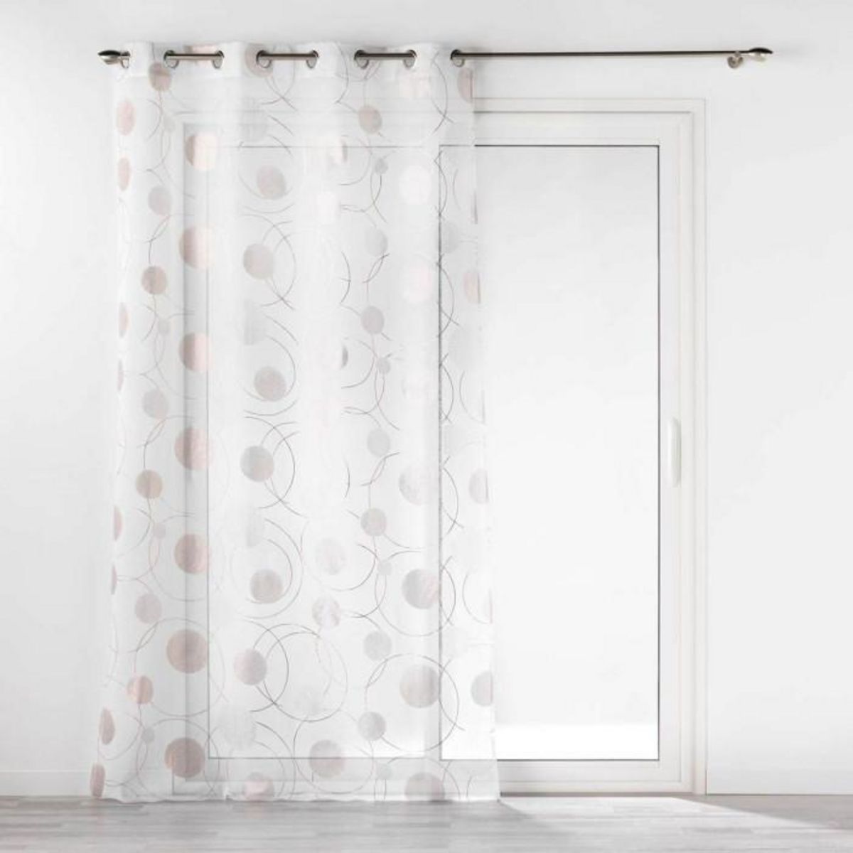 Paris Prix Rideau Voilage à Œillets Imprimé Métallisé  Oliane  140x240cm Blanc