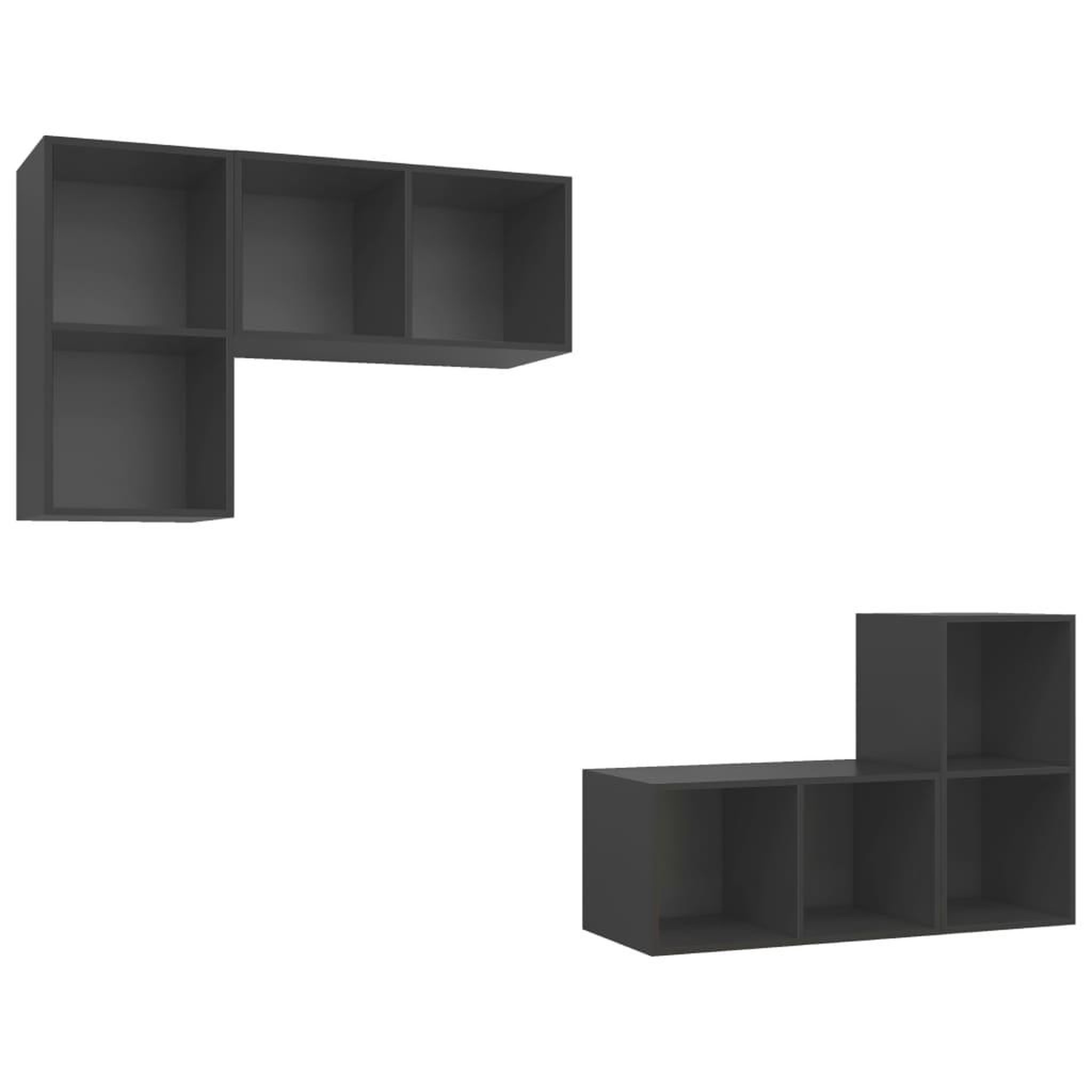 Voir la diapositive 2 : VIDAXL Meubles TV muraux 4 pcs Gris Bois d'ingenierie