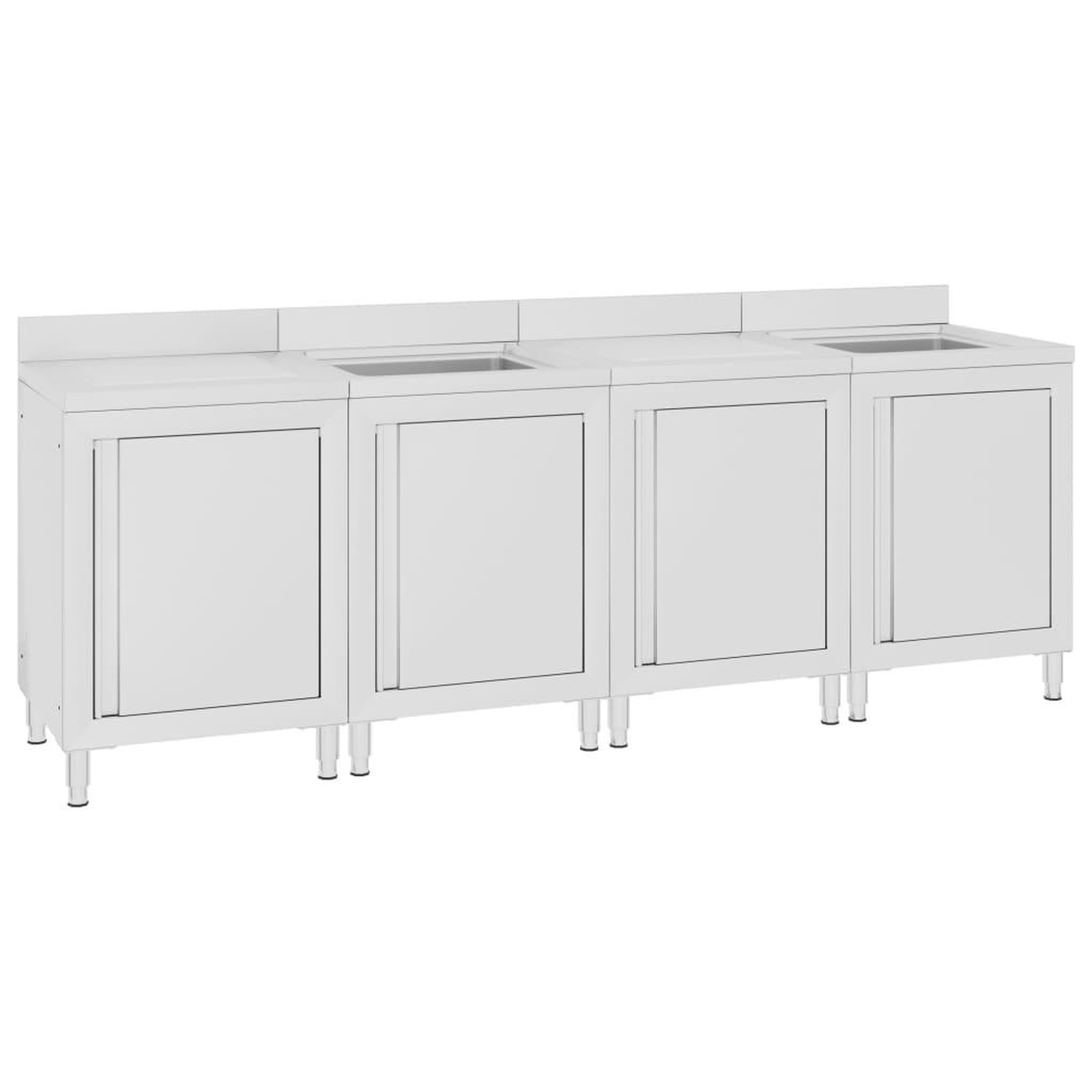 Voir la diapositive 1 : VIDAXL Evier de cuisine commercial 240x60x96 cm Acier inoxydable