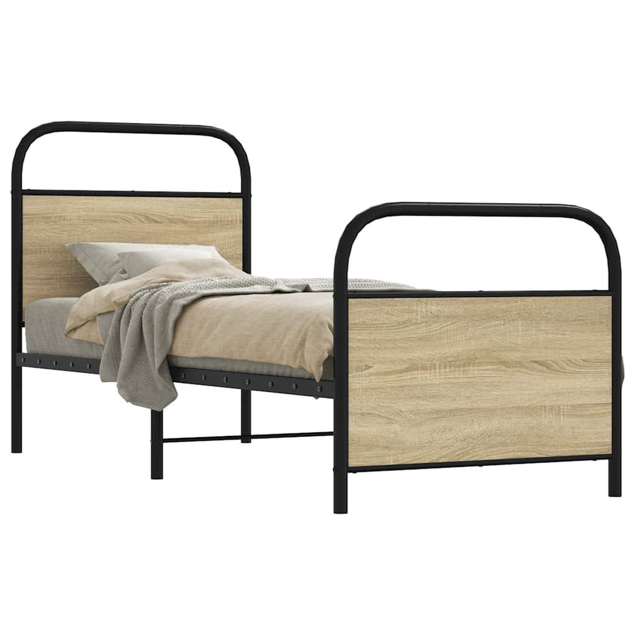 VIDAXL Cadre de lit sans matelas 75x190cm chene sonoma bois ingenierie